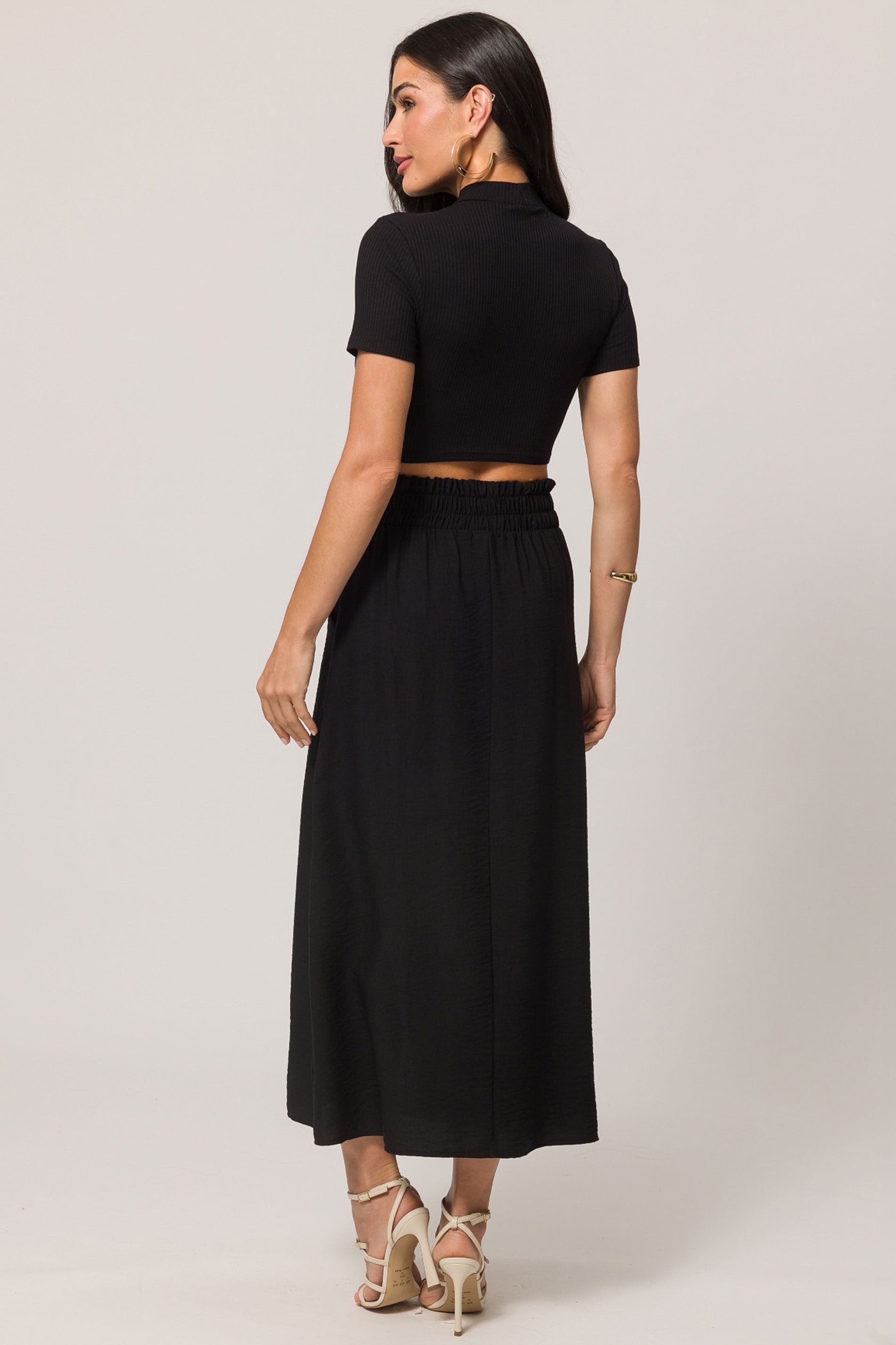 Saia midi com elástico em viscoflow