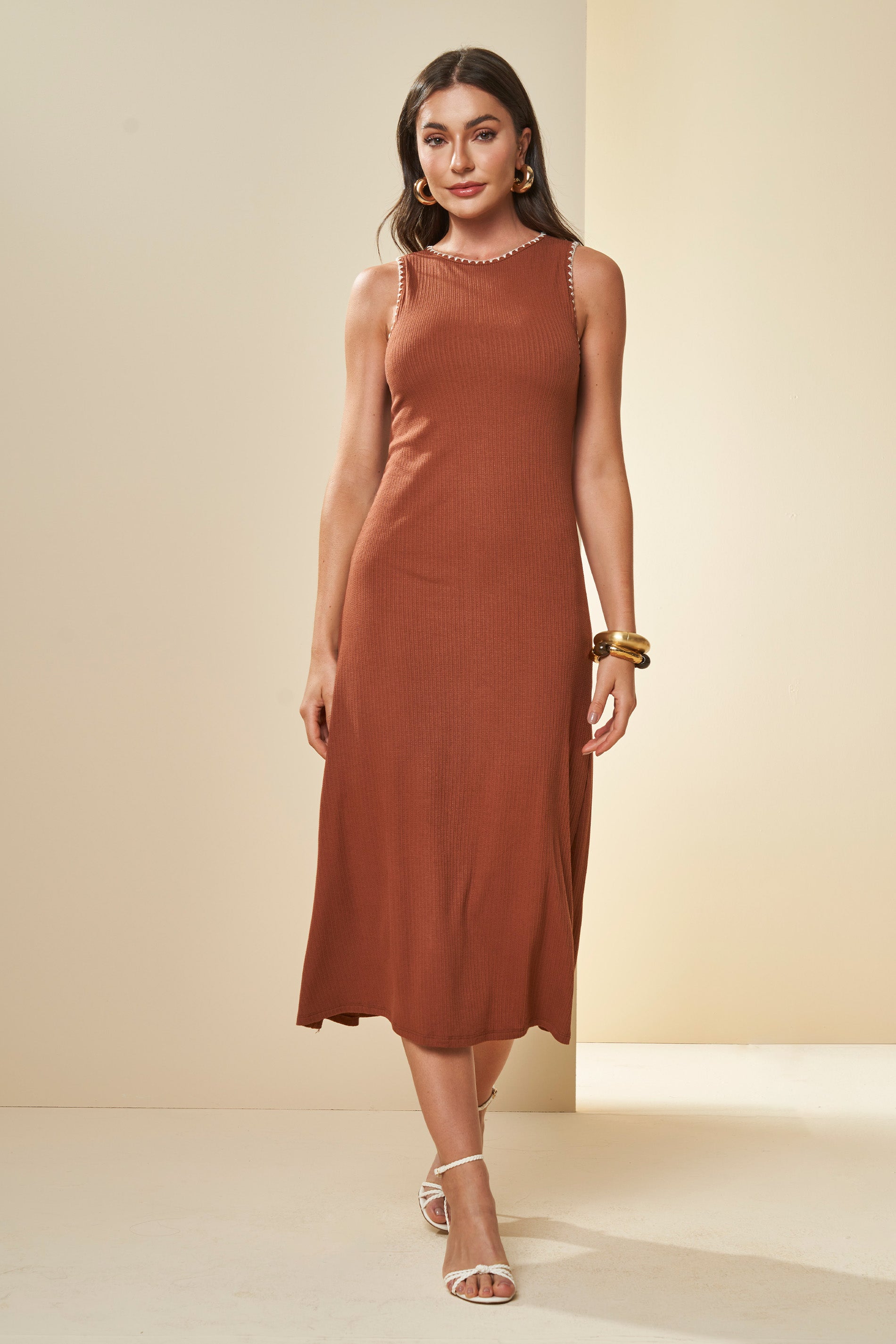 Vestido Midi Romantic Canelado