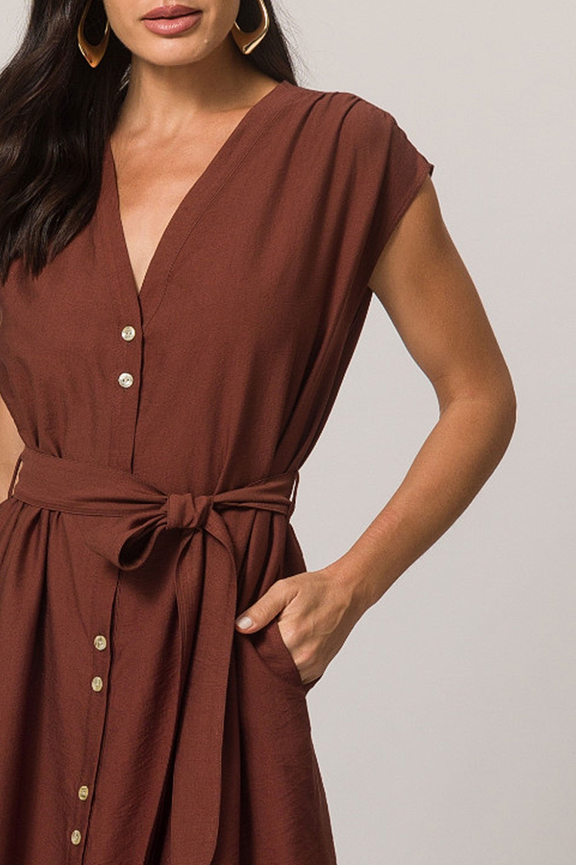 Vestido midi com amarração em viscoflow