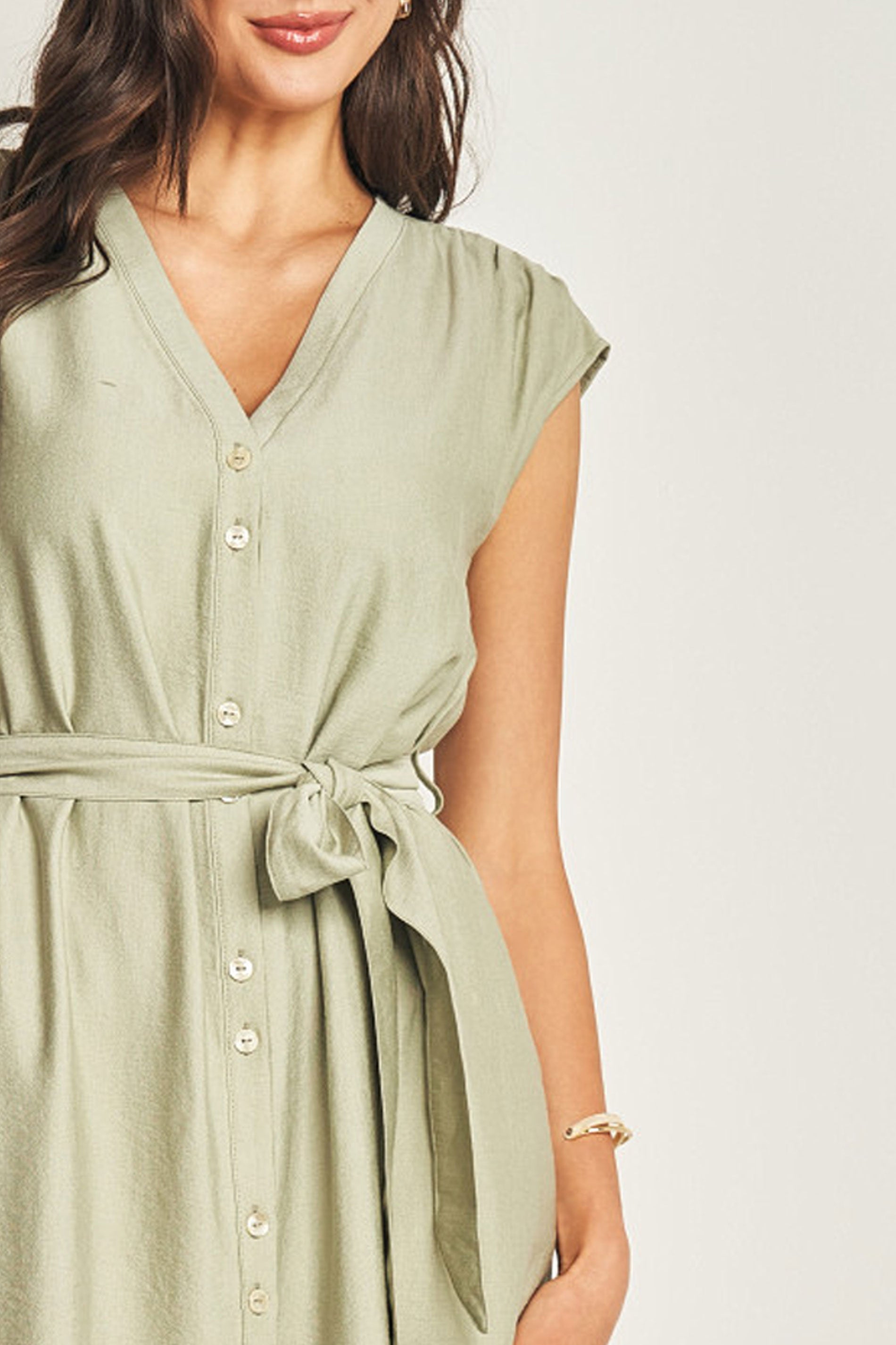 Vestido midi com amarração em viscoflow