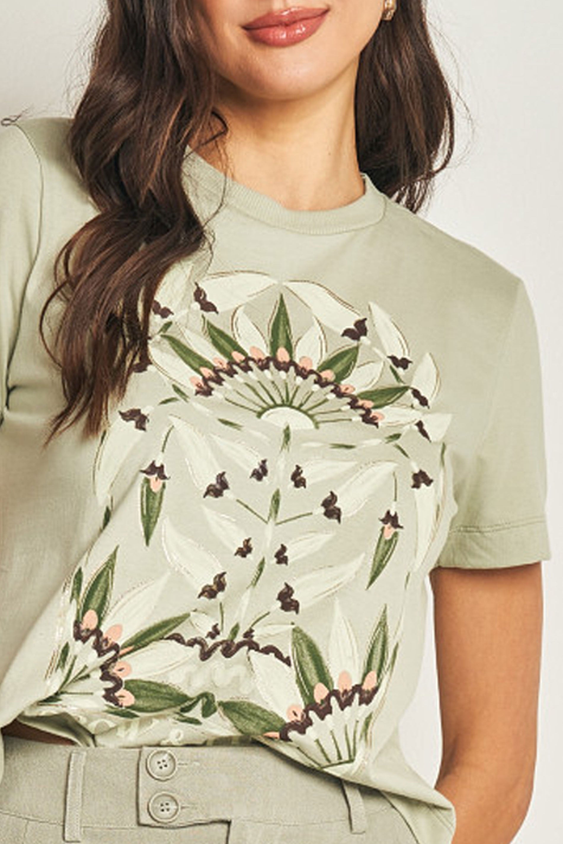 T-shirt em meia malha com ilustração charmosa