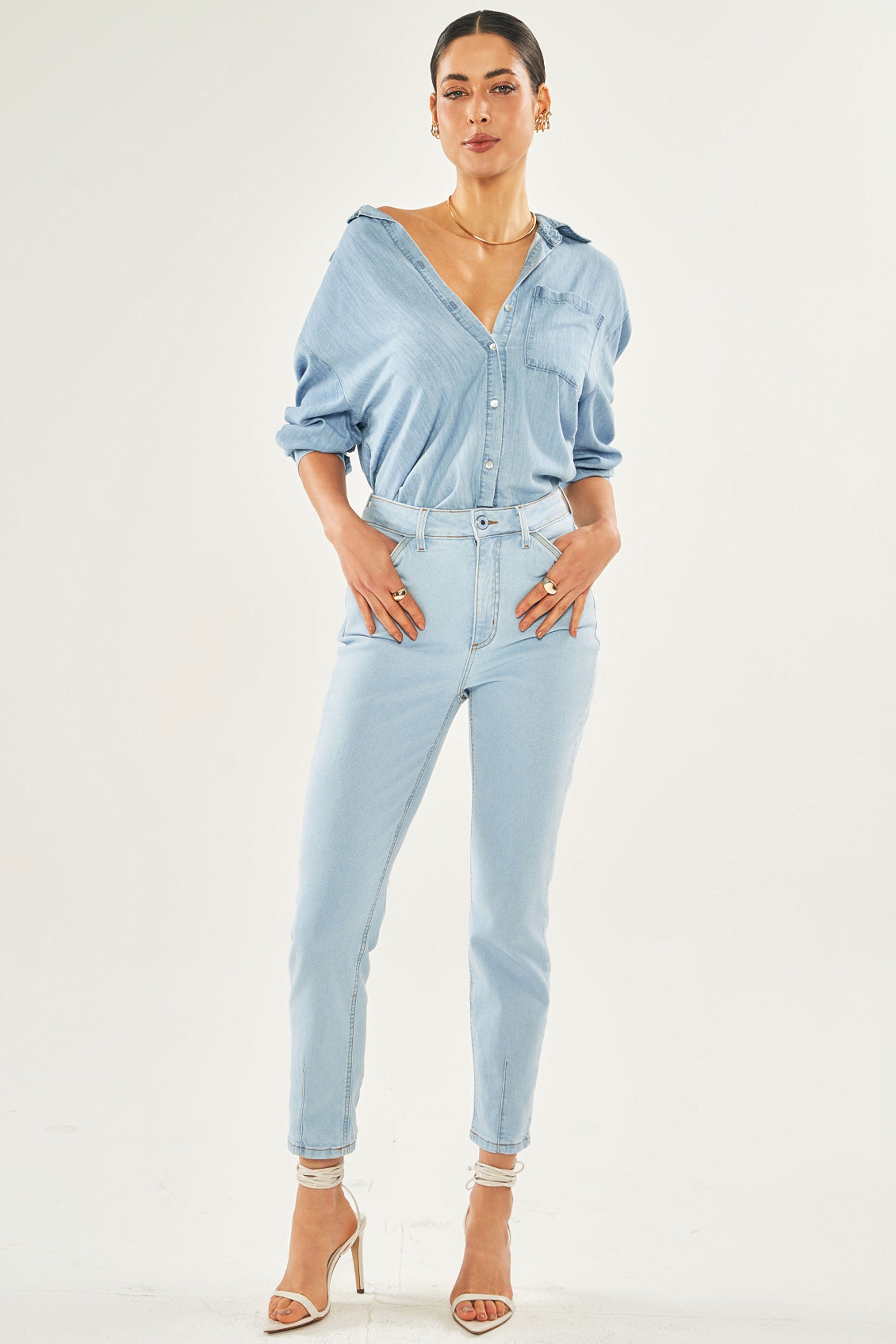 Calça Lavanda em Jeans com Elastano