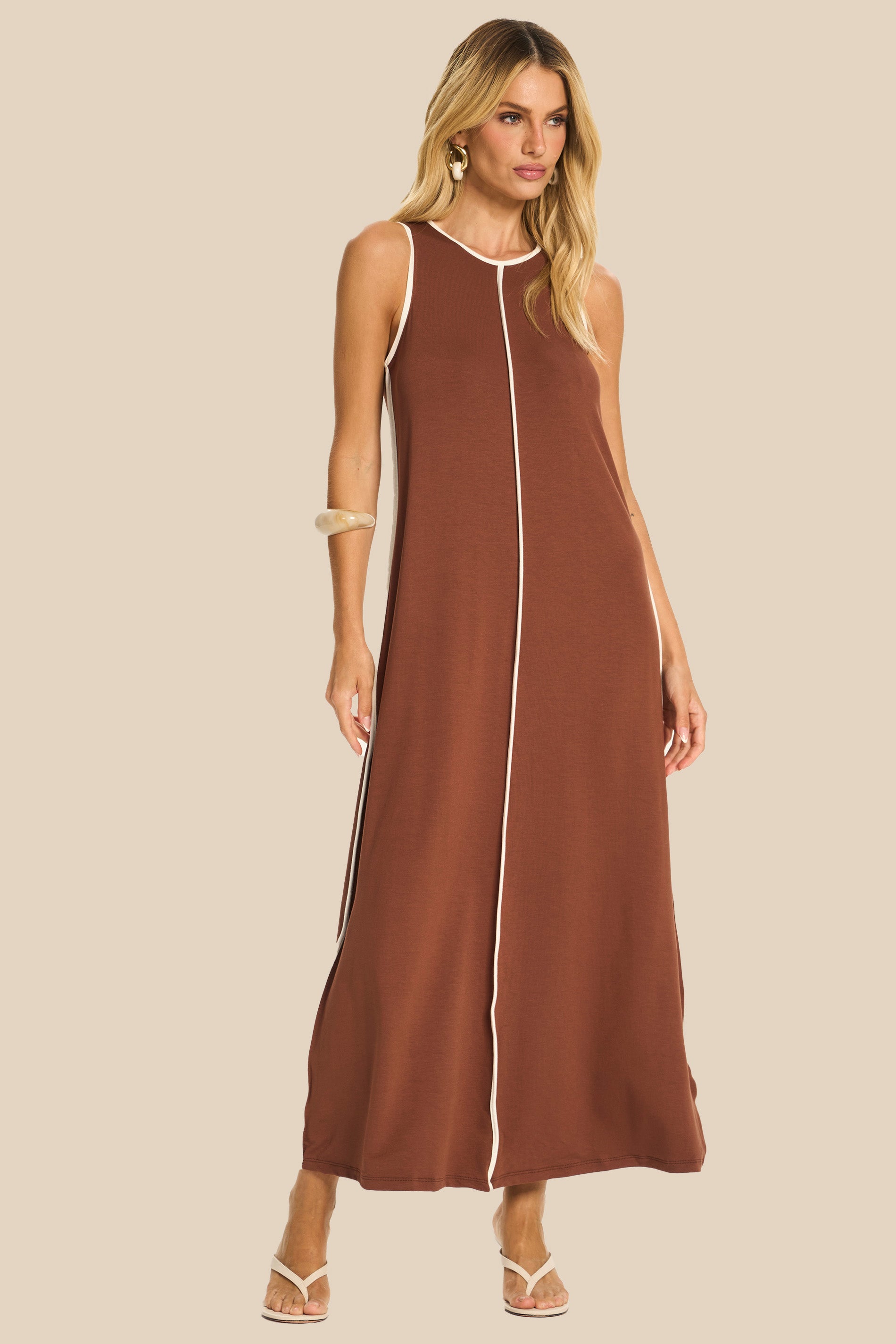 Vestido Longo Reto em Moletinho Miragem - Doce Trama