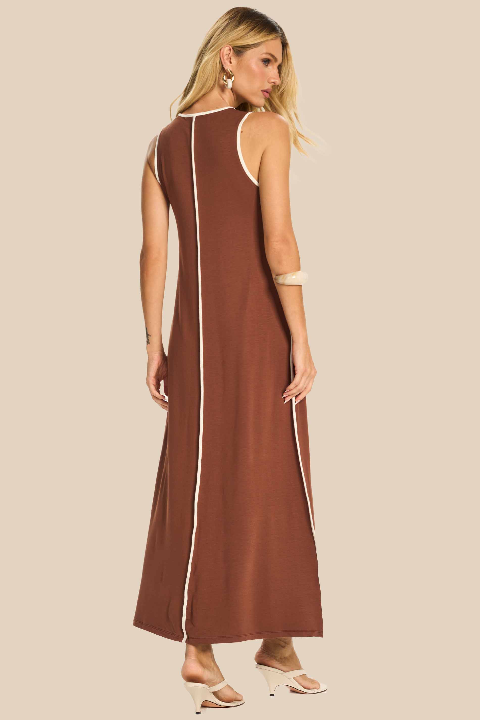 Vestido Longo Reto em Moletinho Miragem - Doce Trama
