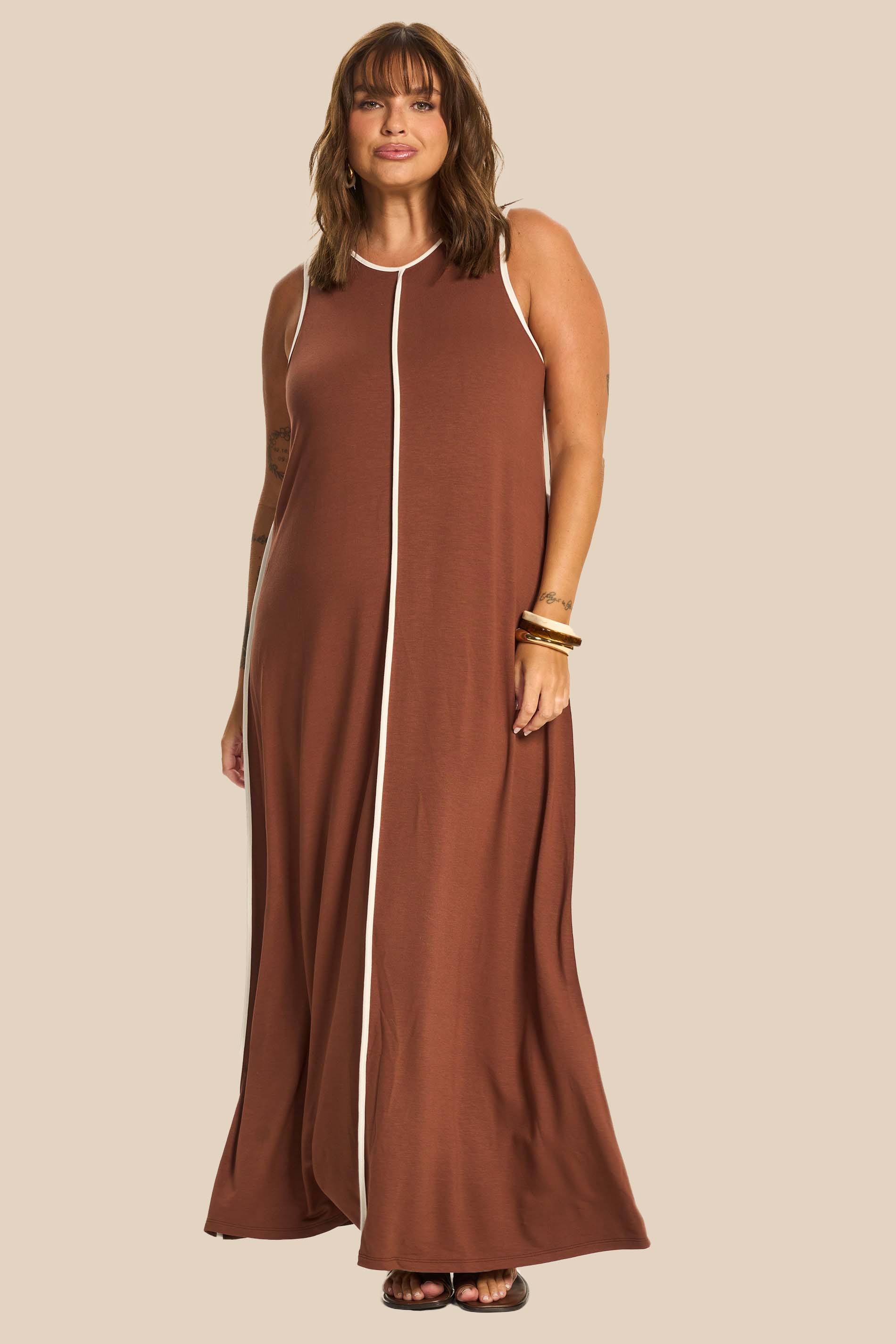 Vestido Longo Reto em Moletinho Miragem - Doce Trama