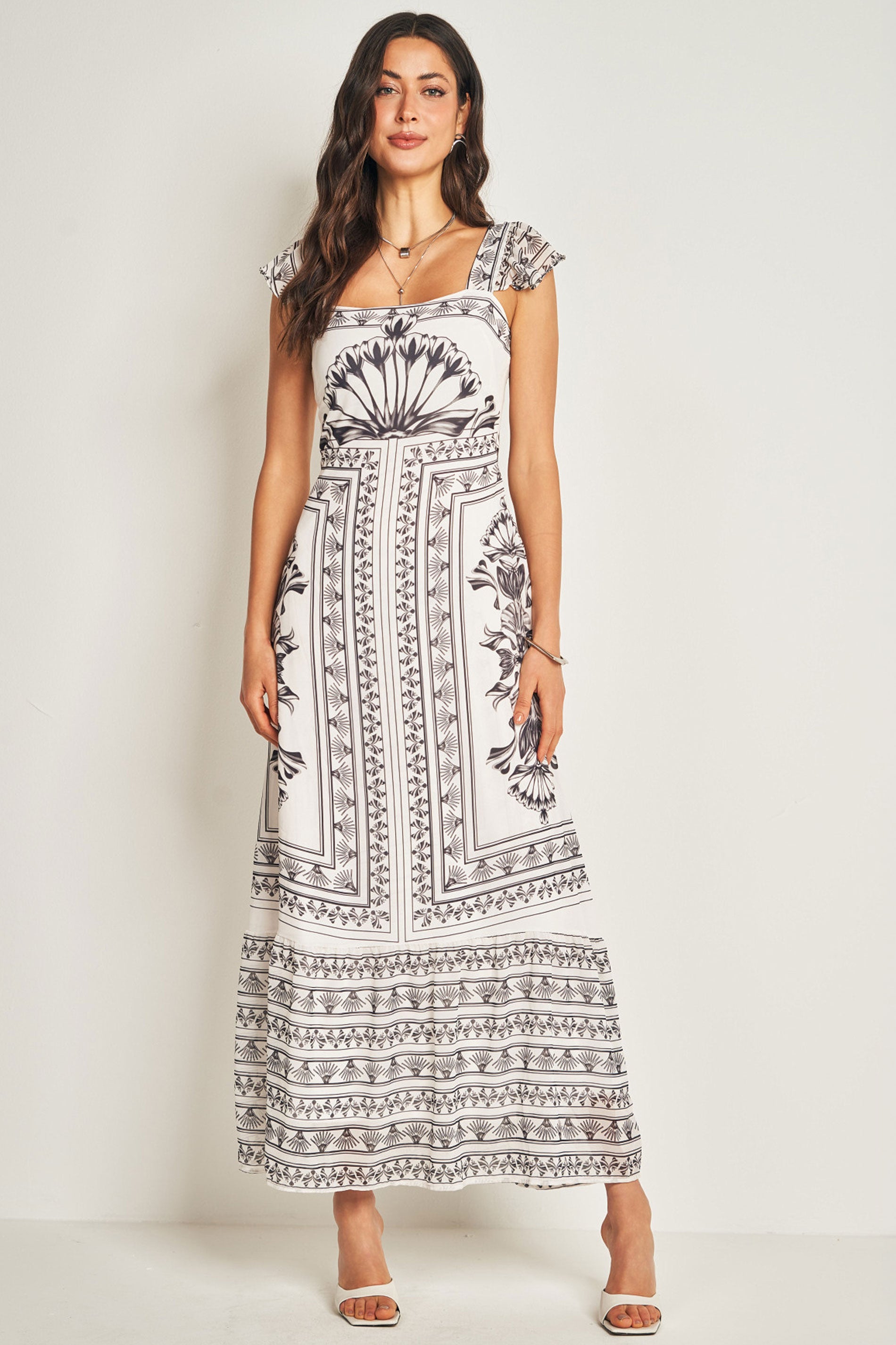 Vestido Longo de Alça em Plano Chiffon Soft