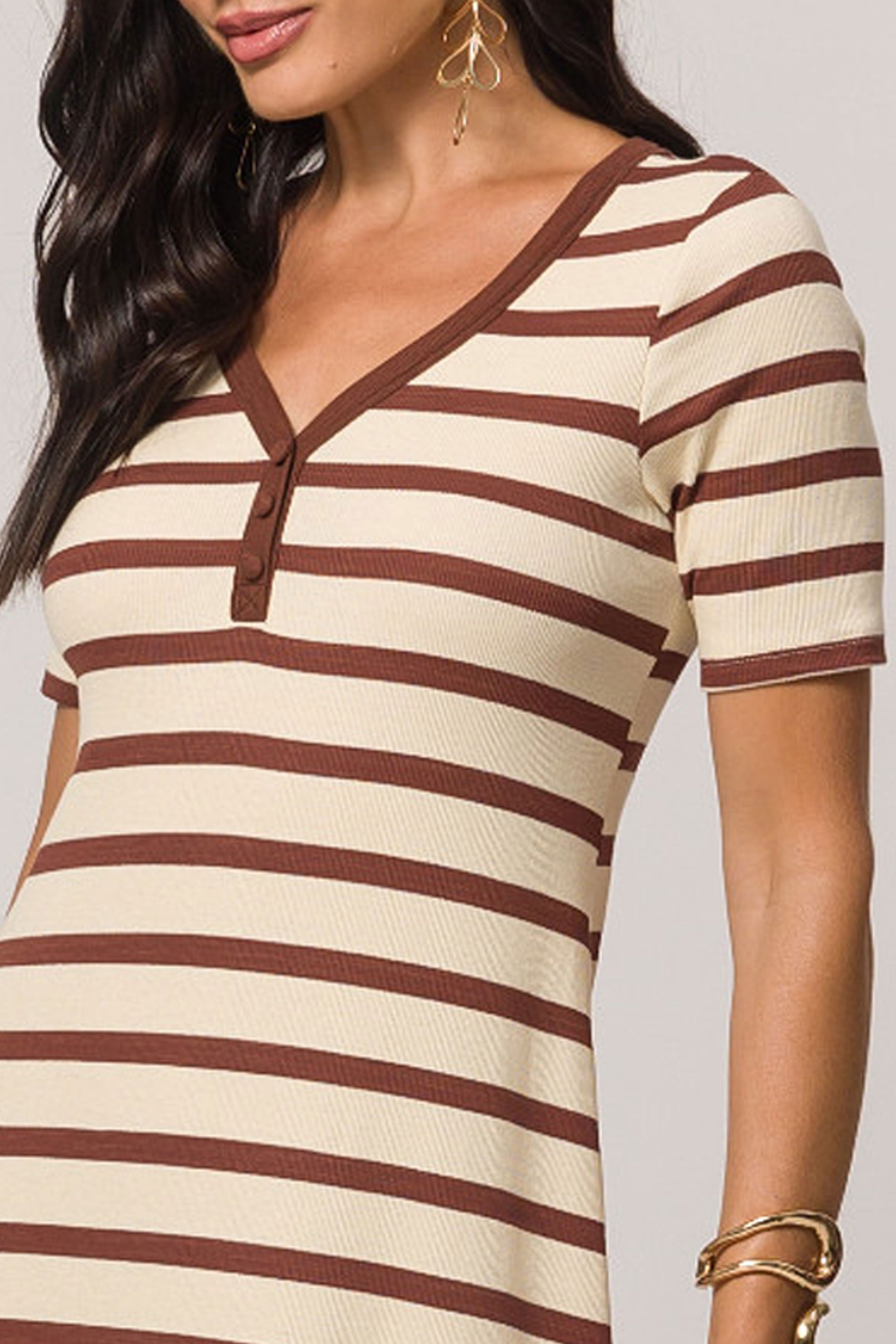 Vestido Longo de Manga Curta em Ribana