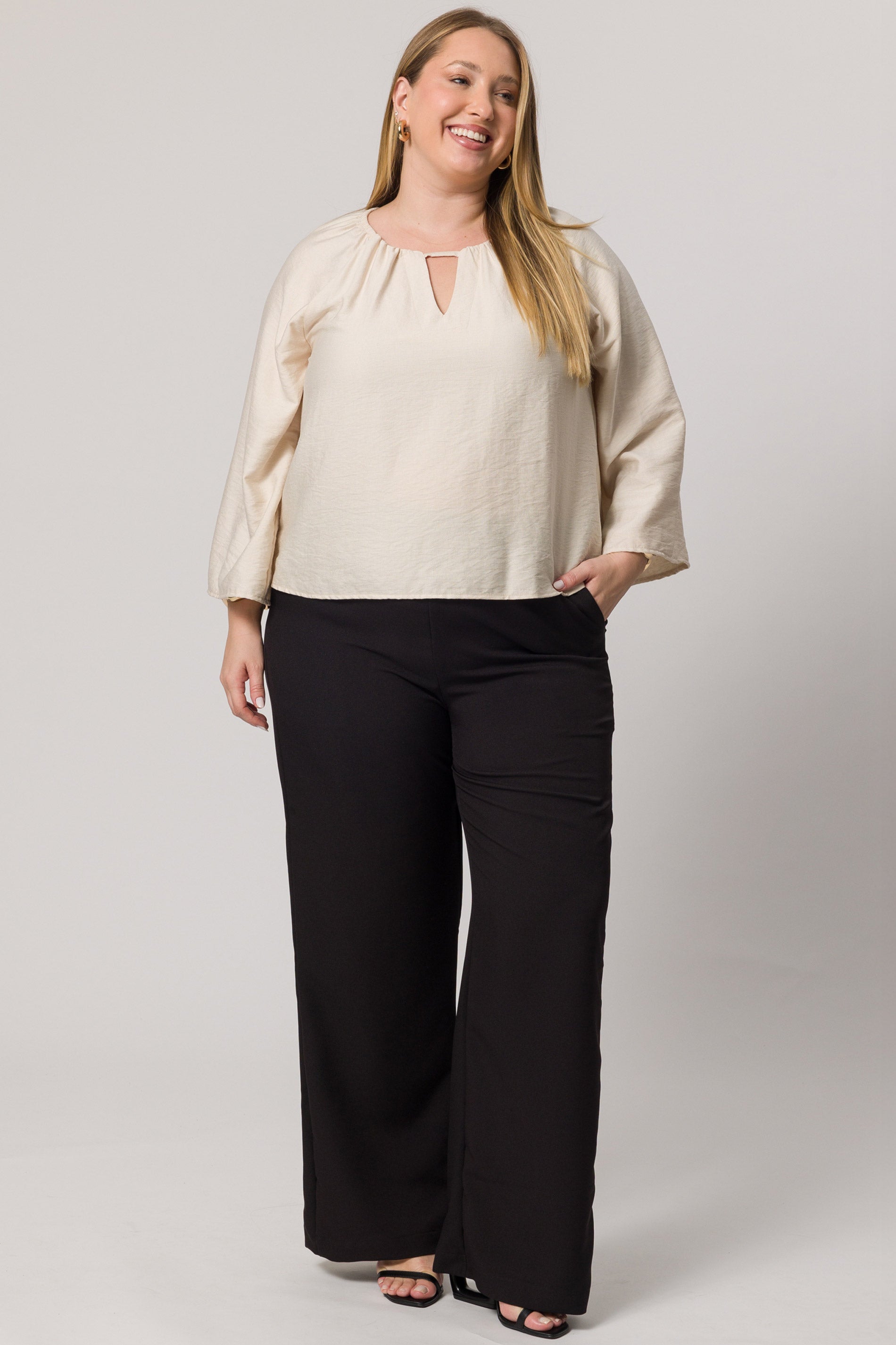 Blusa de Manga 7/8 em Plano Viscoflow