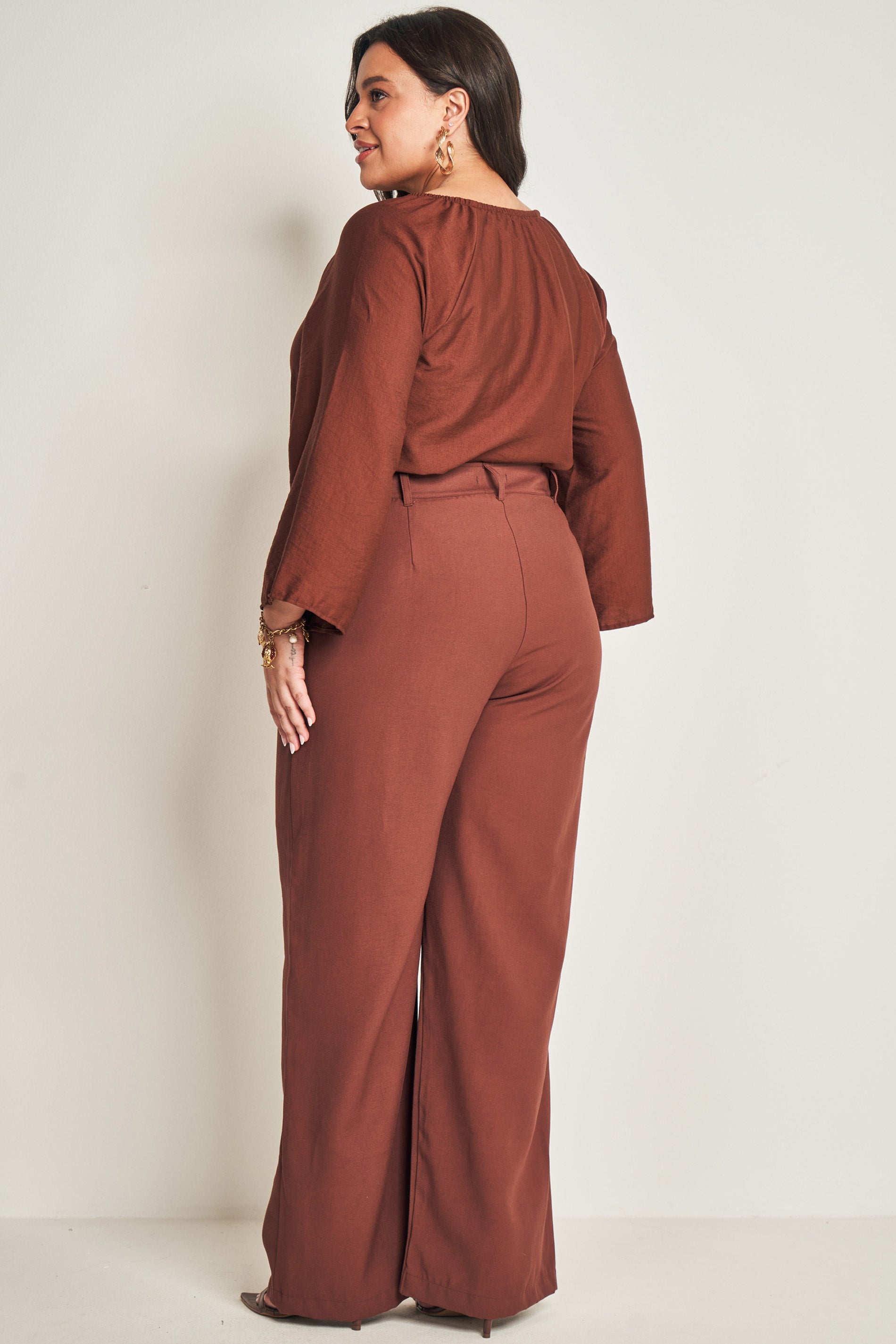 Blusa de Manga 7/8 em Plano Viscoflow