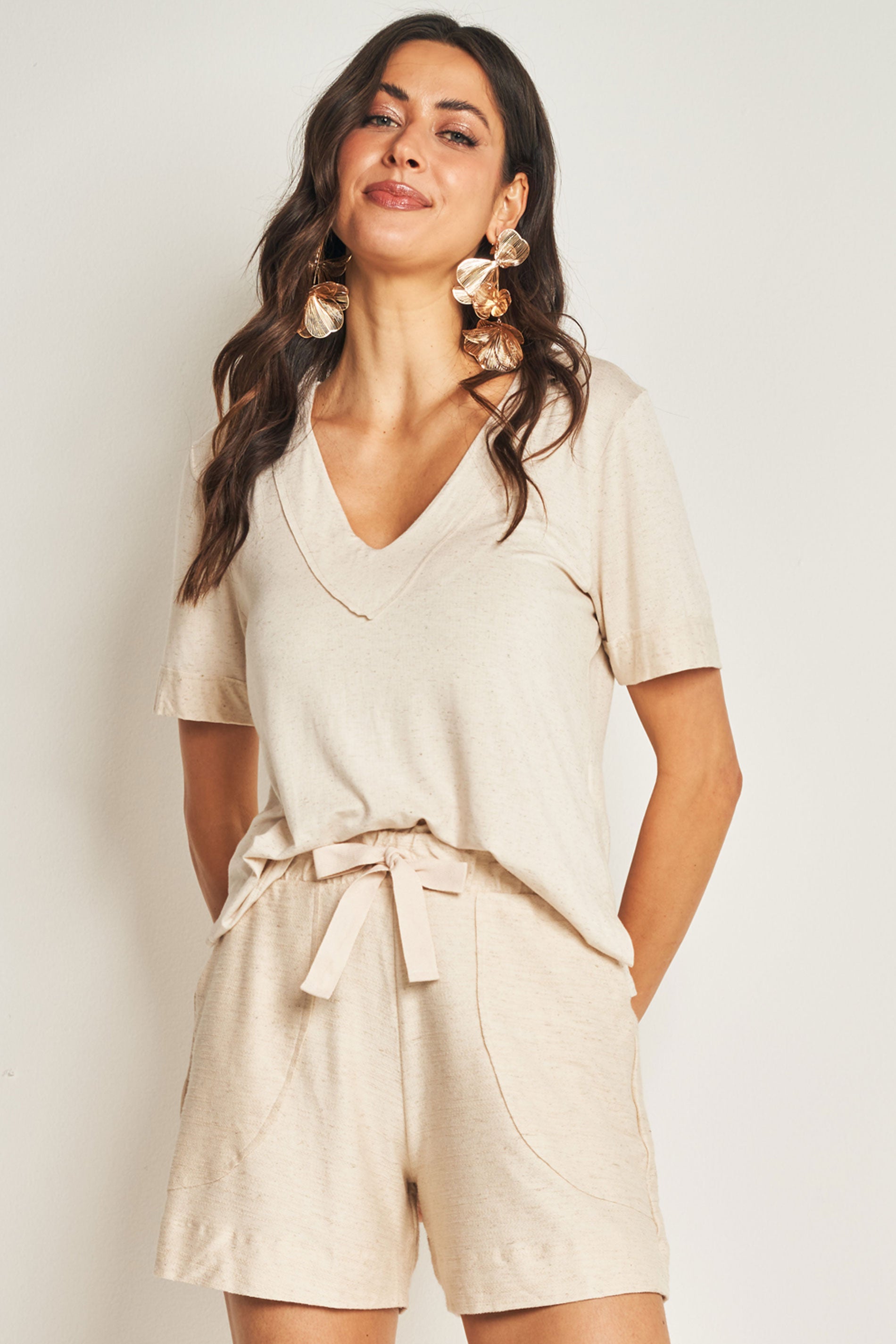 Shorts em Moletinho Viscolinho com Elastano