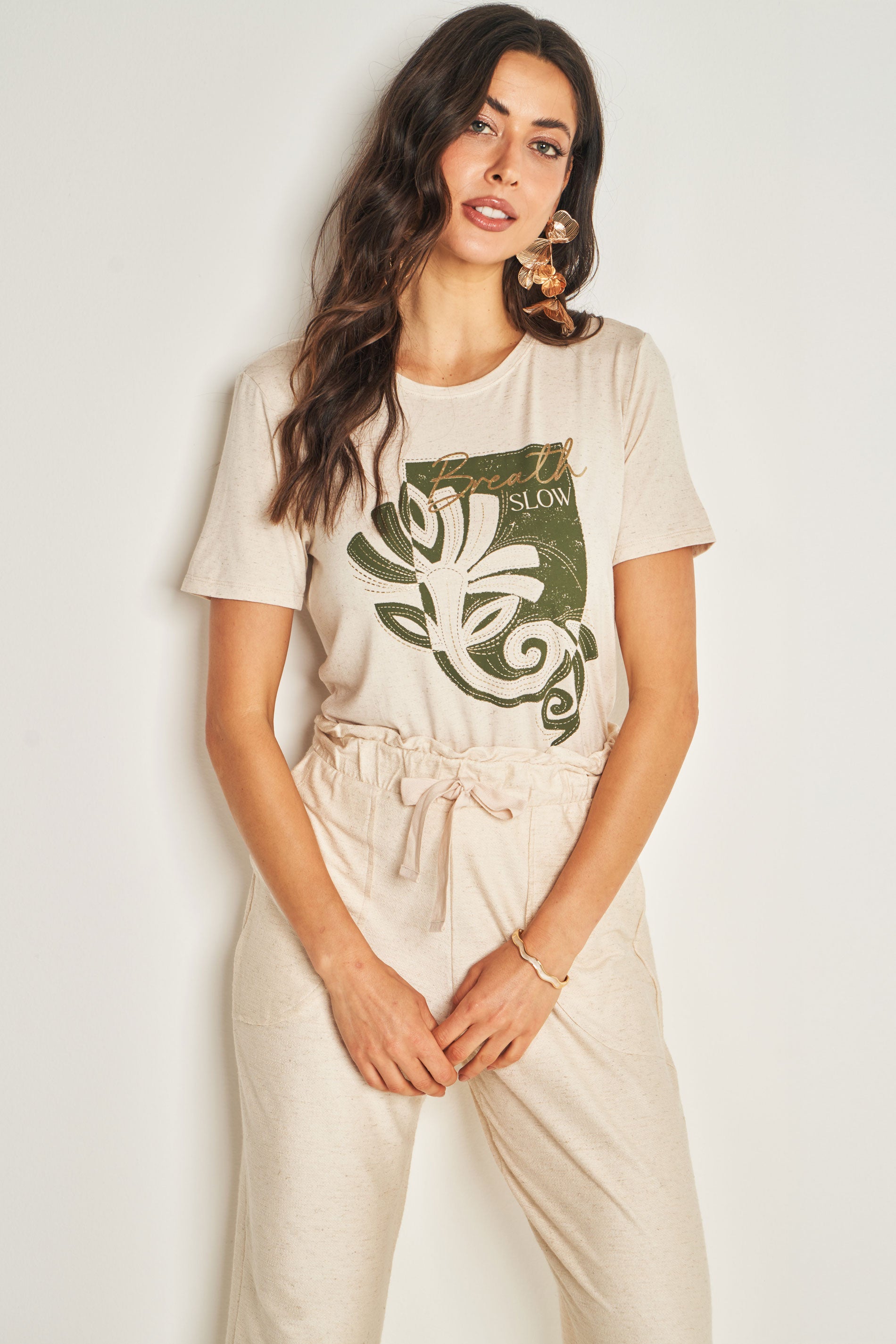 T-shirt em Meia Malha Viscolinho com Elastano