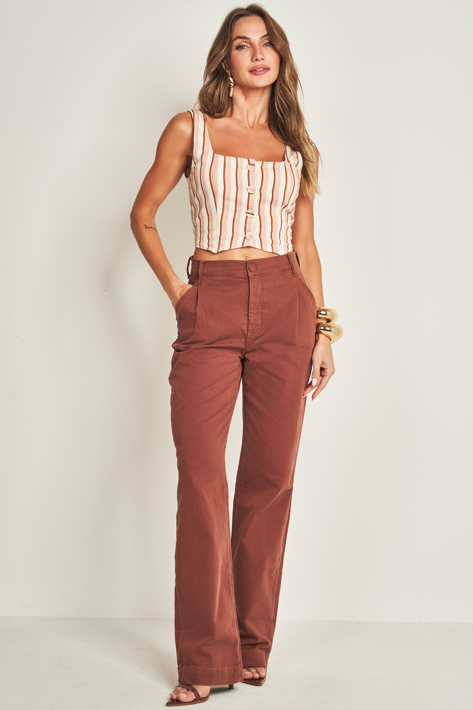 Top em sarja com lastex