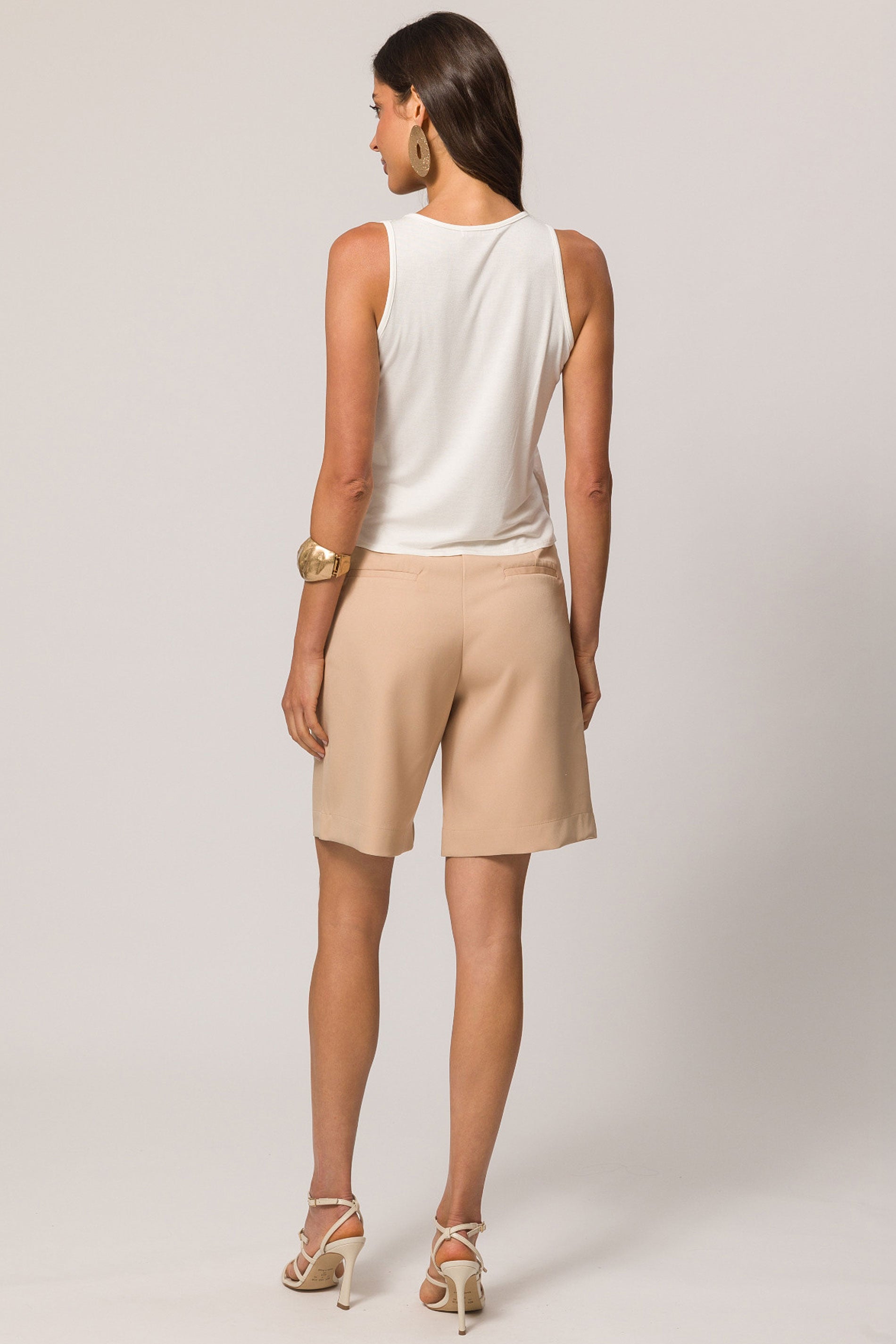 Blusa sem Manga em Sarja e Malha Viscose