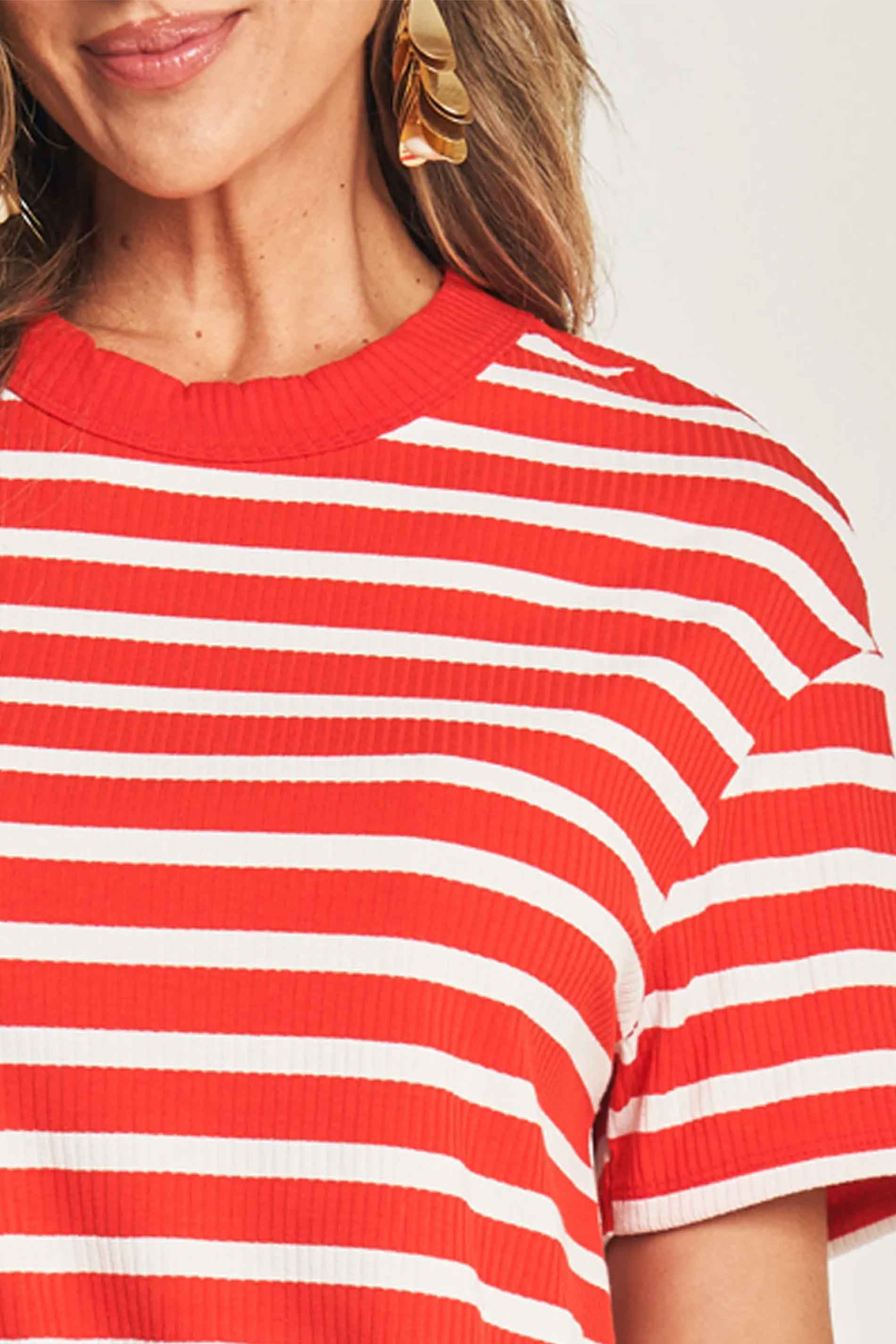 Blusa canelada listrada