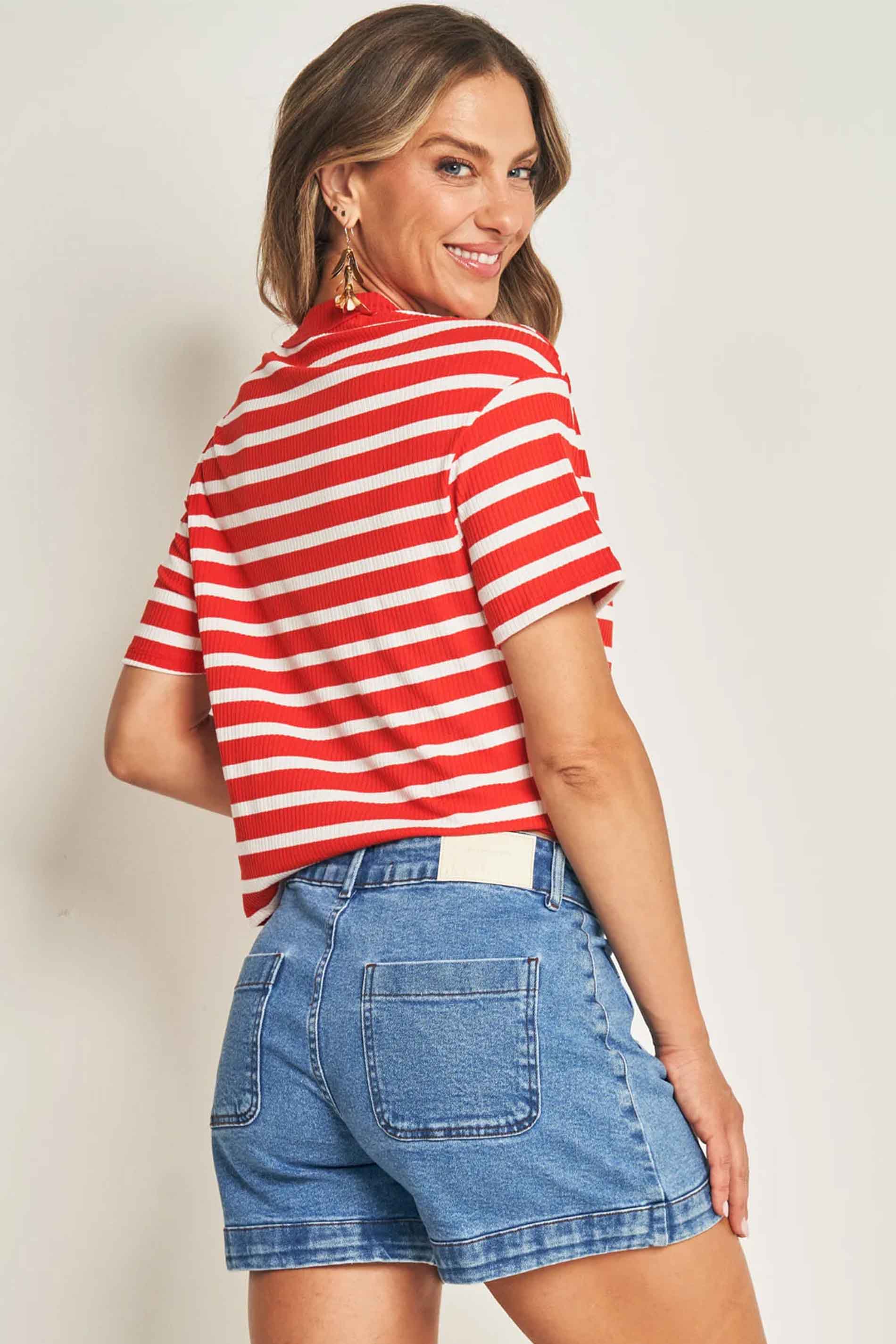 Blusa canelada listrada