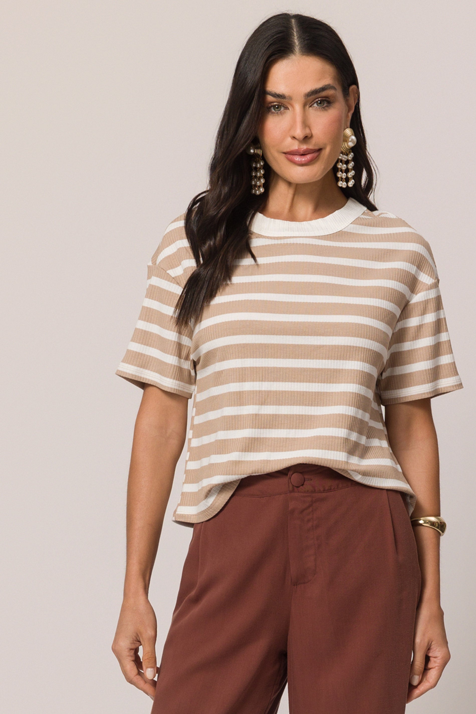 Blusa canelada listrada