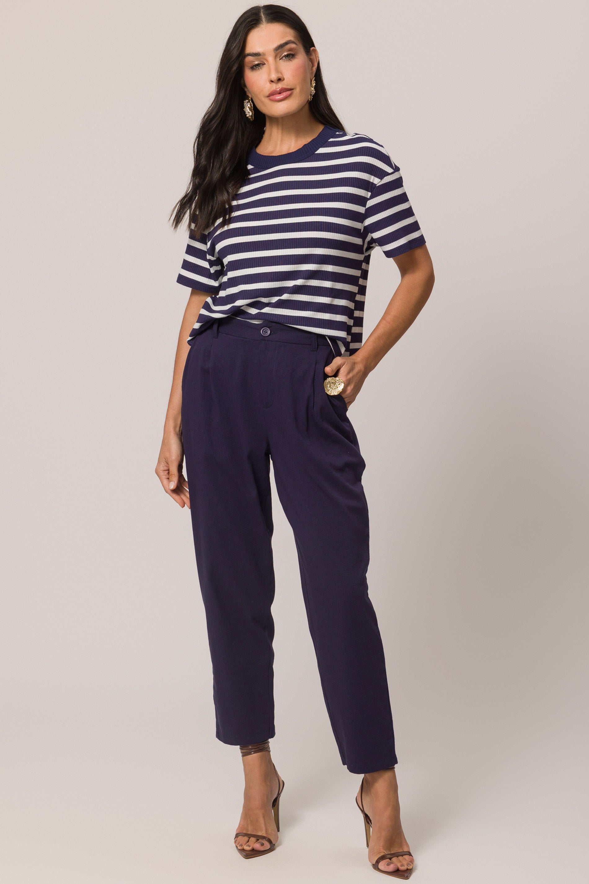 Blusa canelada listrada