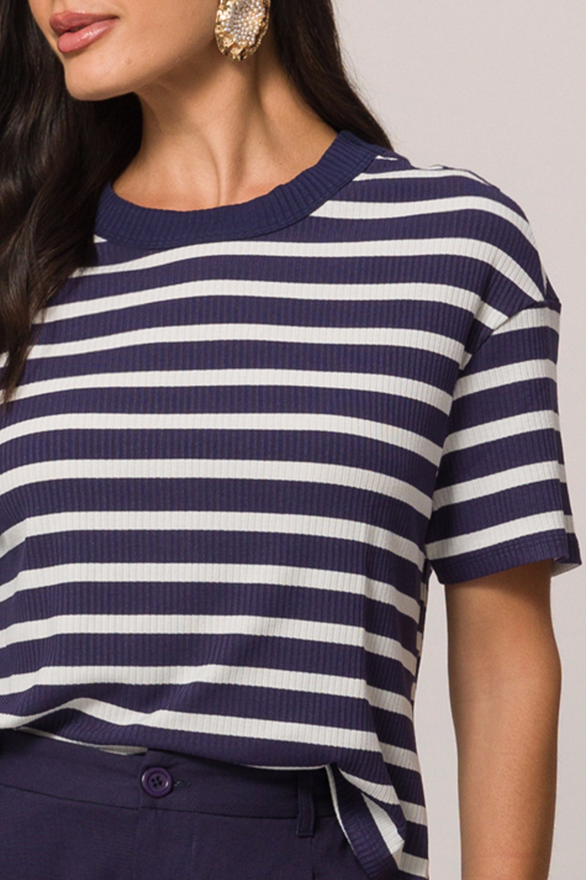 Blusa canelada listrada