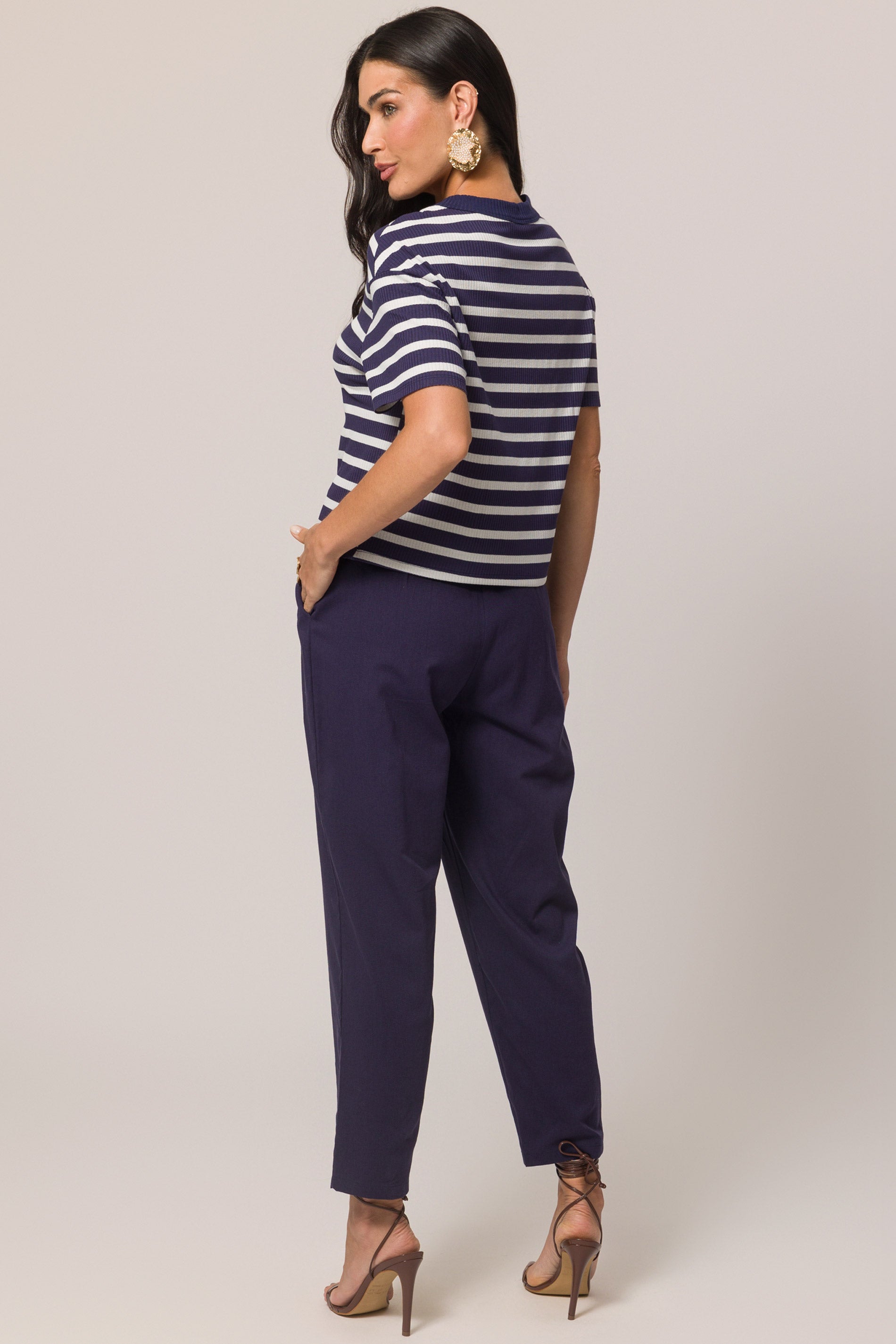 Blusa canelada listrada