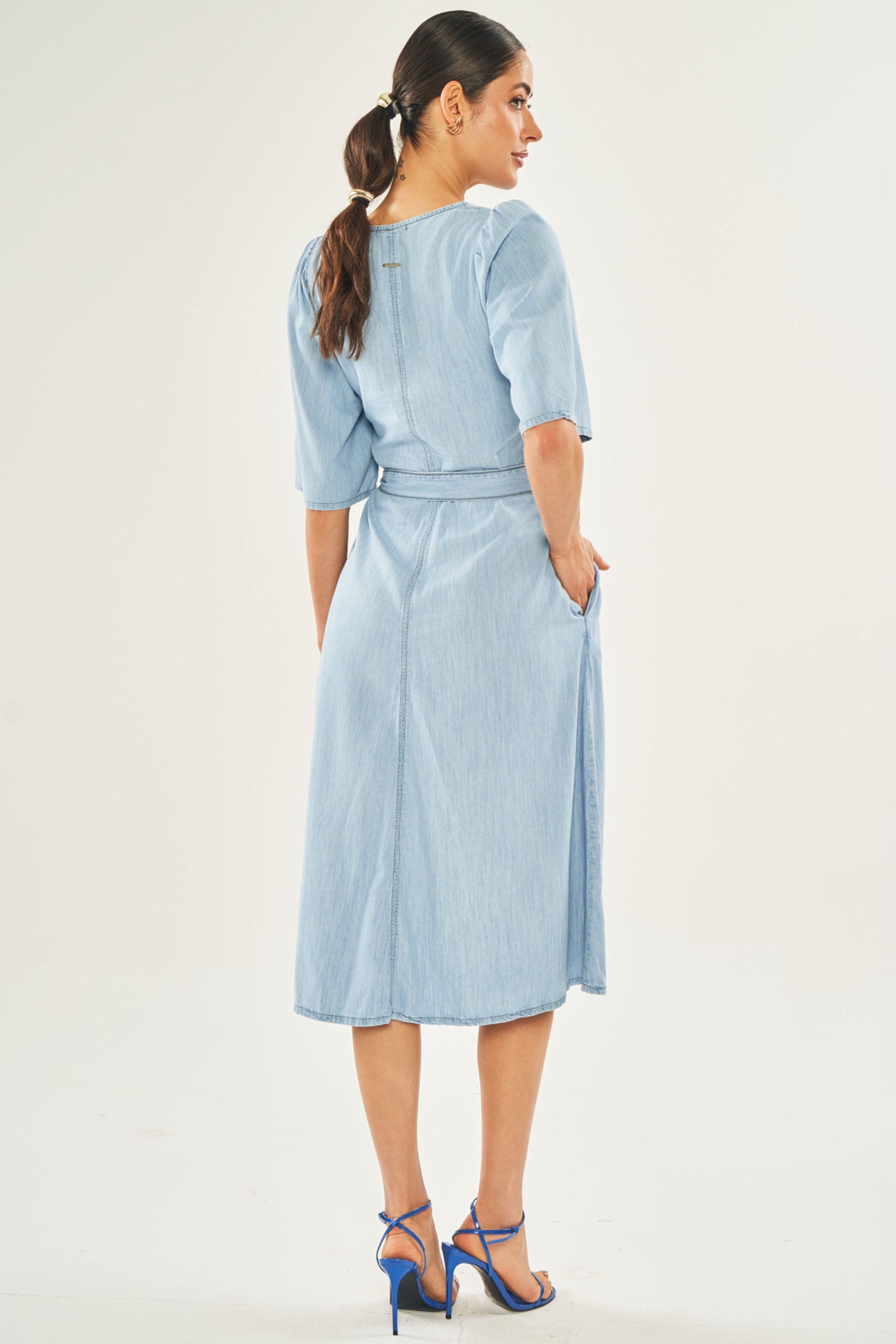 Vestido Maxi Midi em Jeans