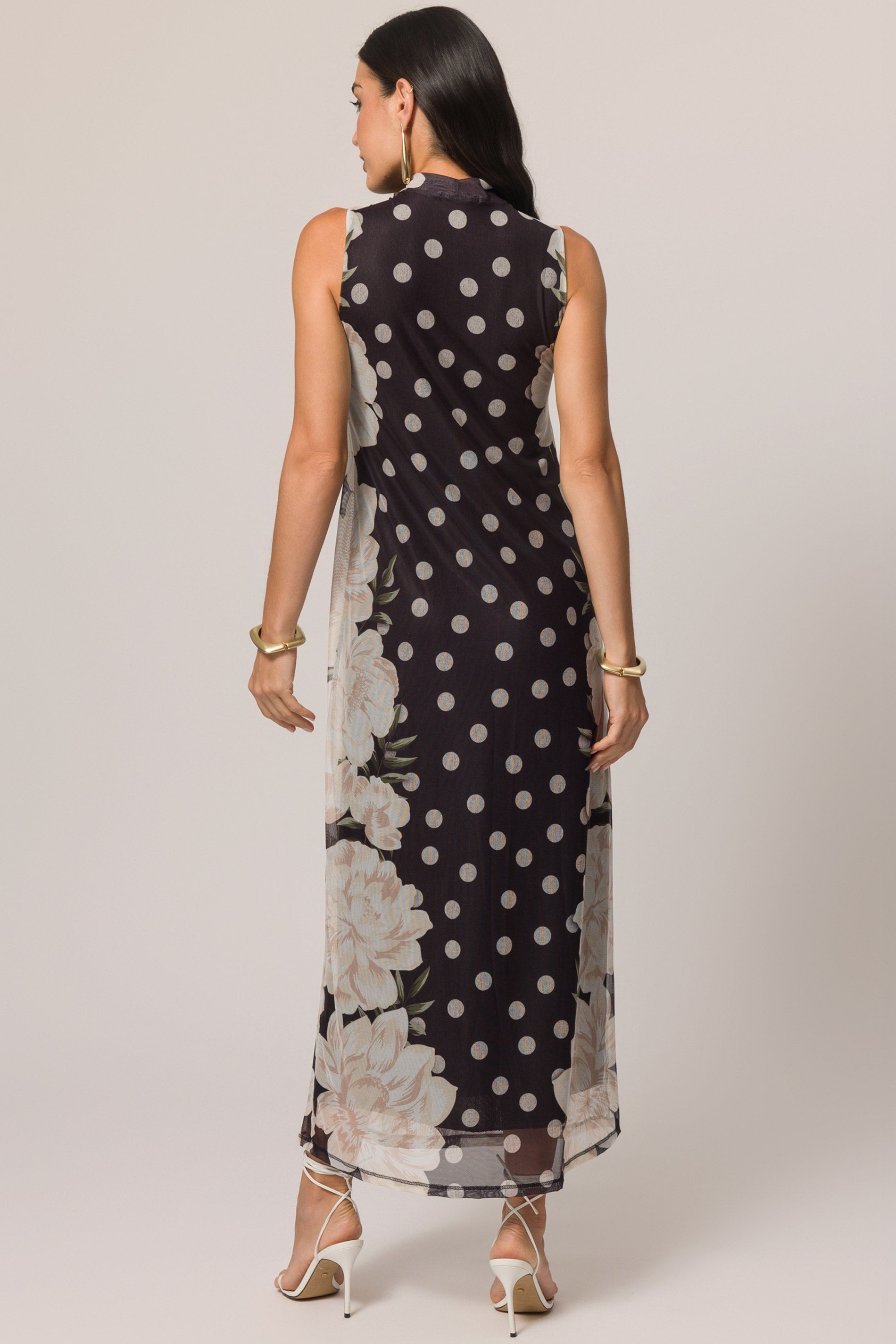 Vestido Longo Estampado em Tule