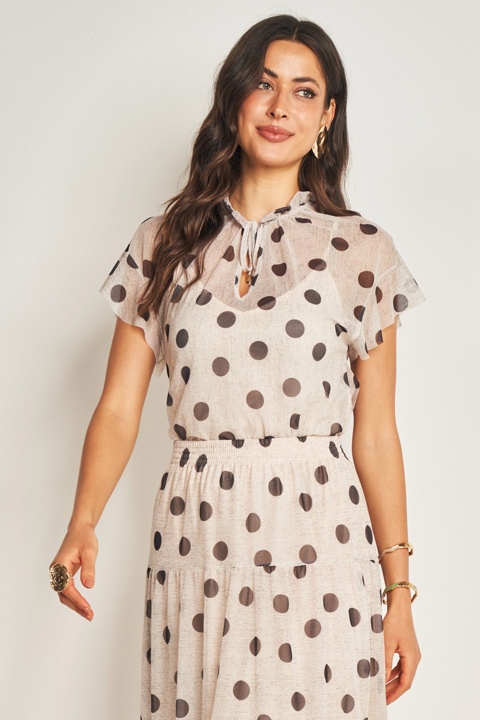 Saia Midi em Tule Estampado