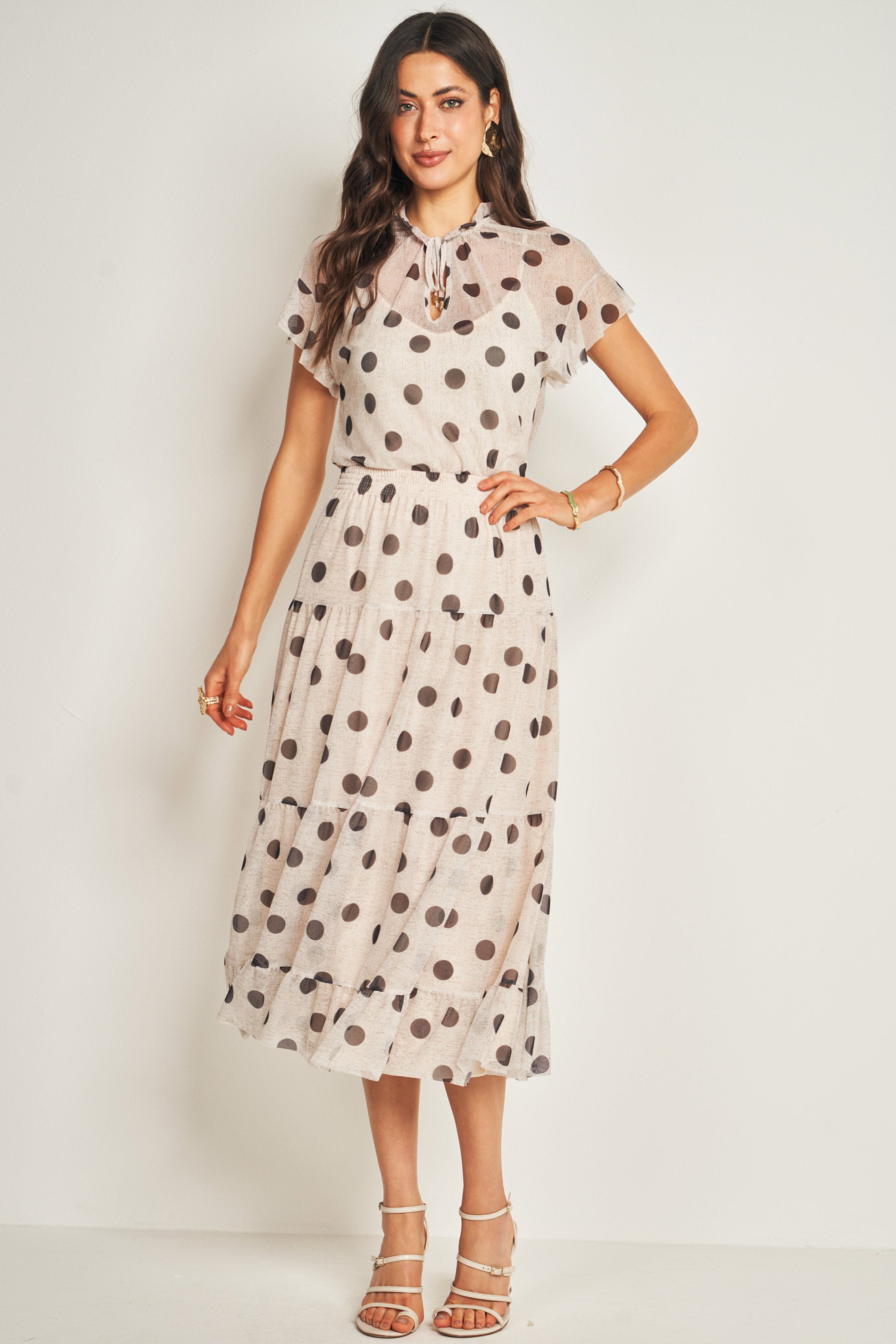 Saia Midi em Tule Estampado