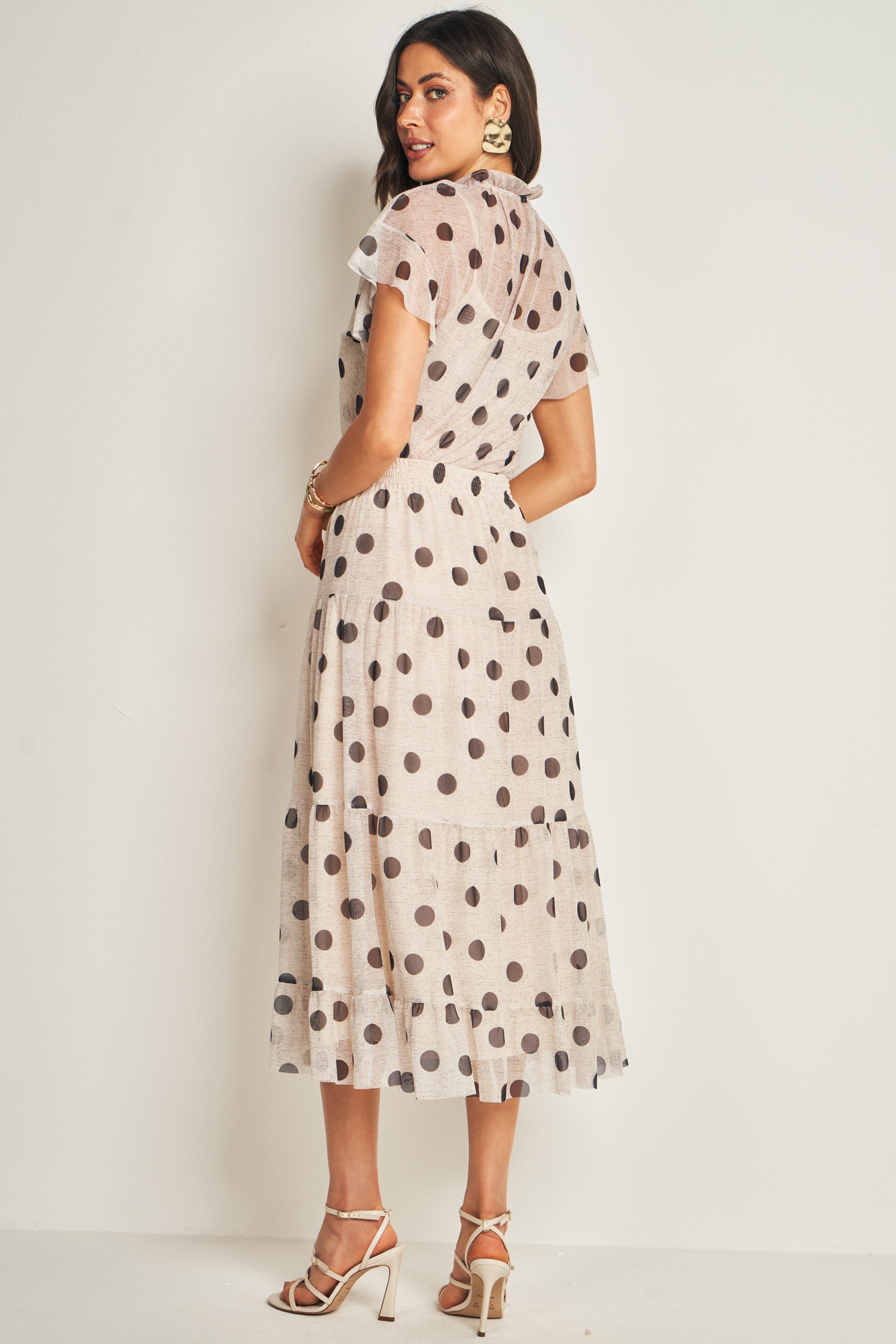 Saia Midi em Tule Estampado