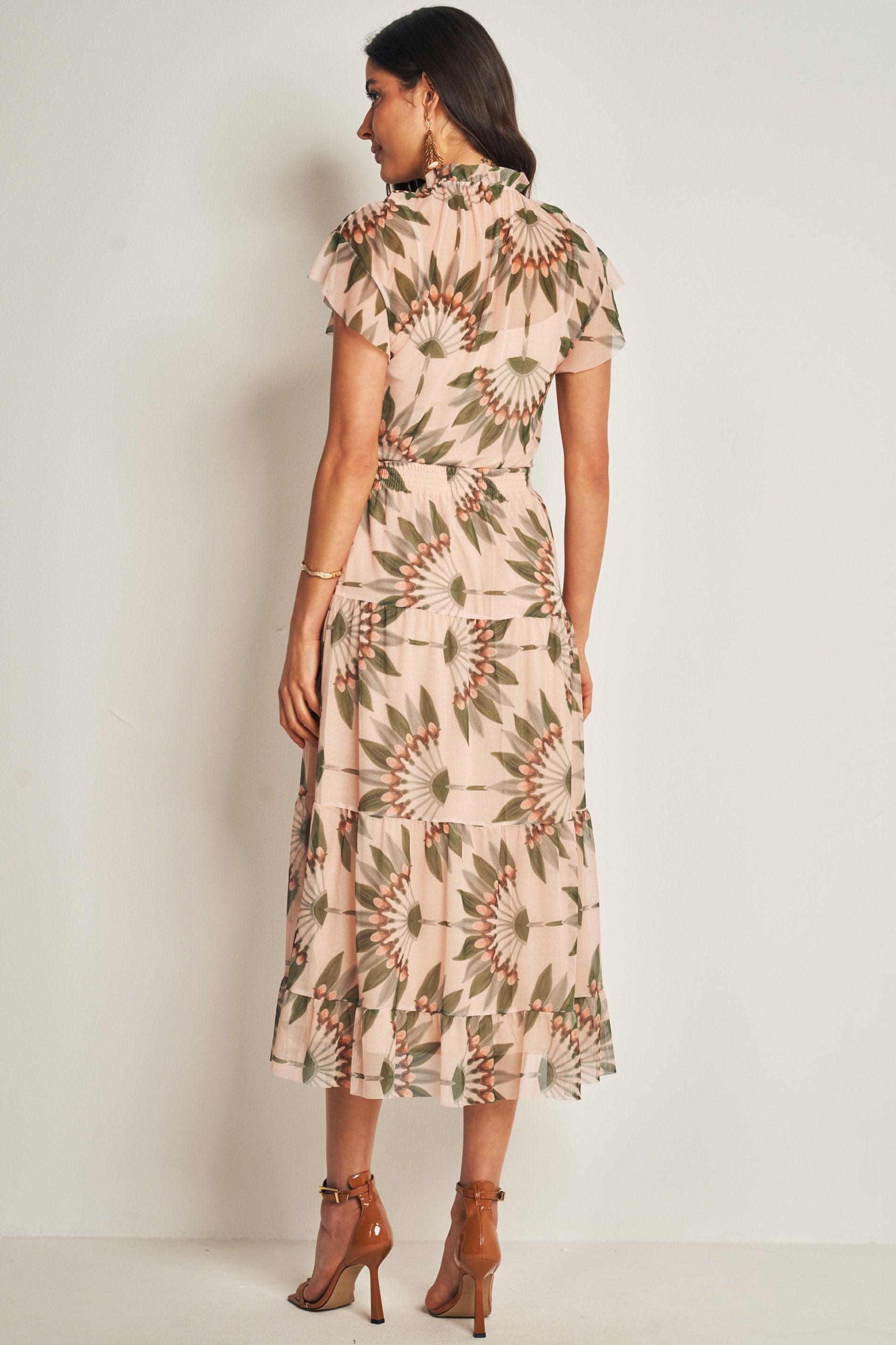 Saia Midi em Tule Estampado