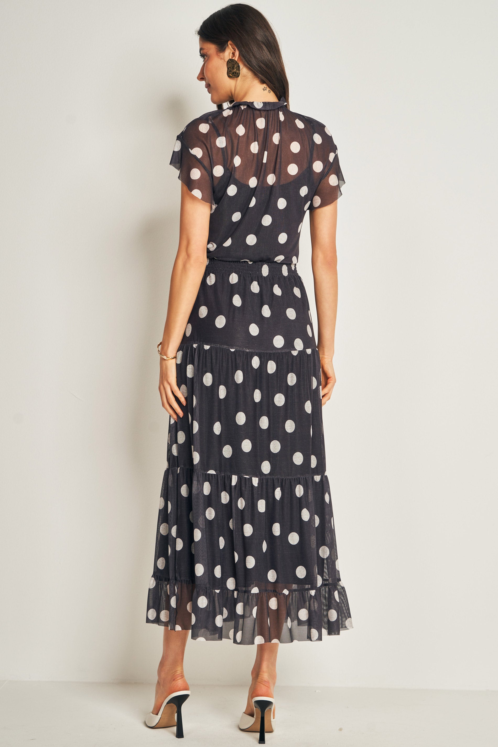 Saia Midi em Tule Estampado