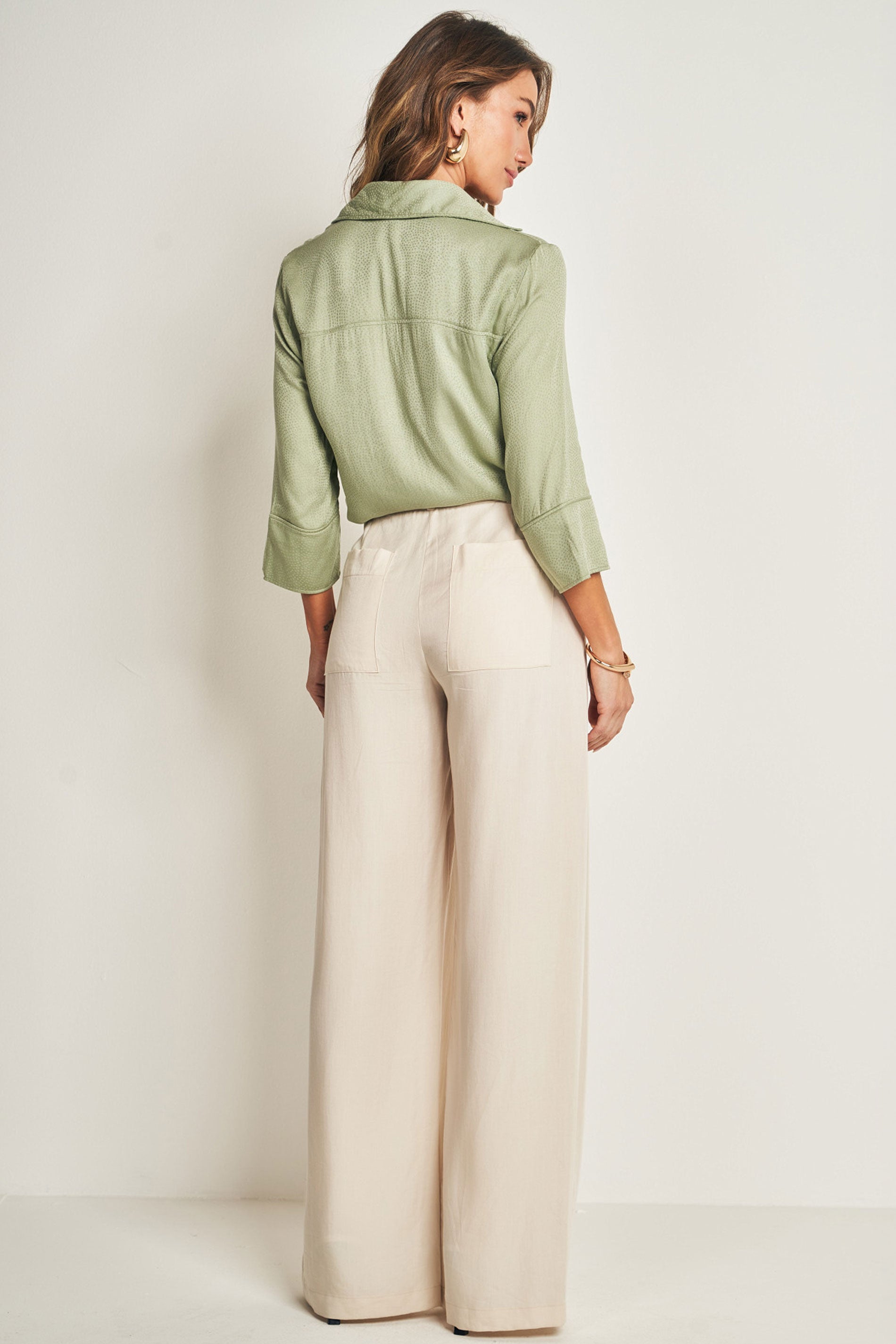 Camisa 3/4 em Viscose com Poá