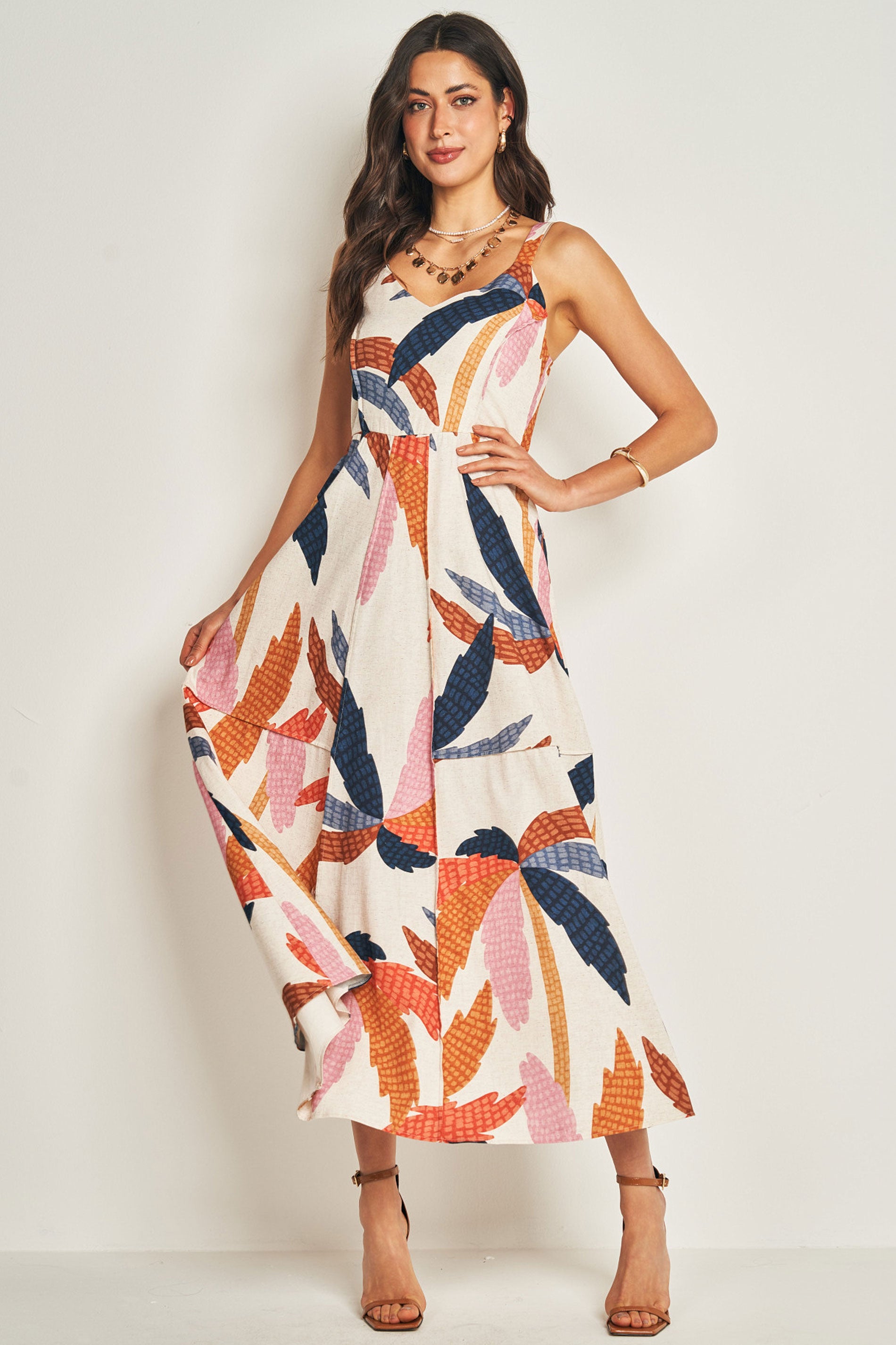 Vestido Longo de Alça em Plano Viscolinho