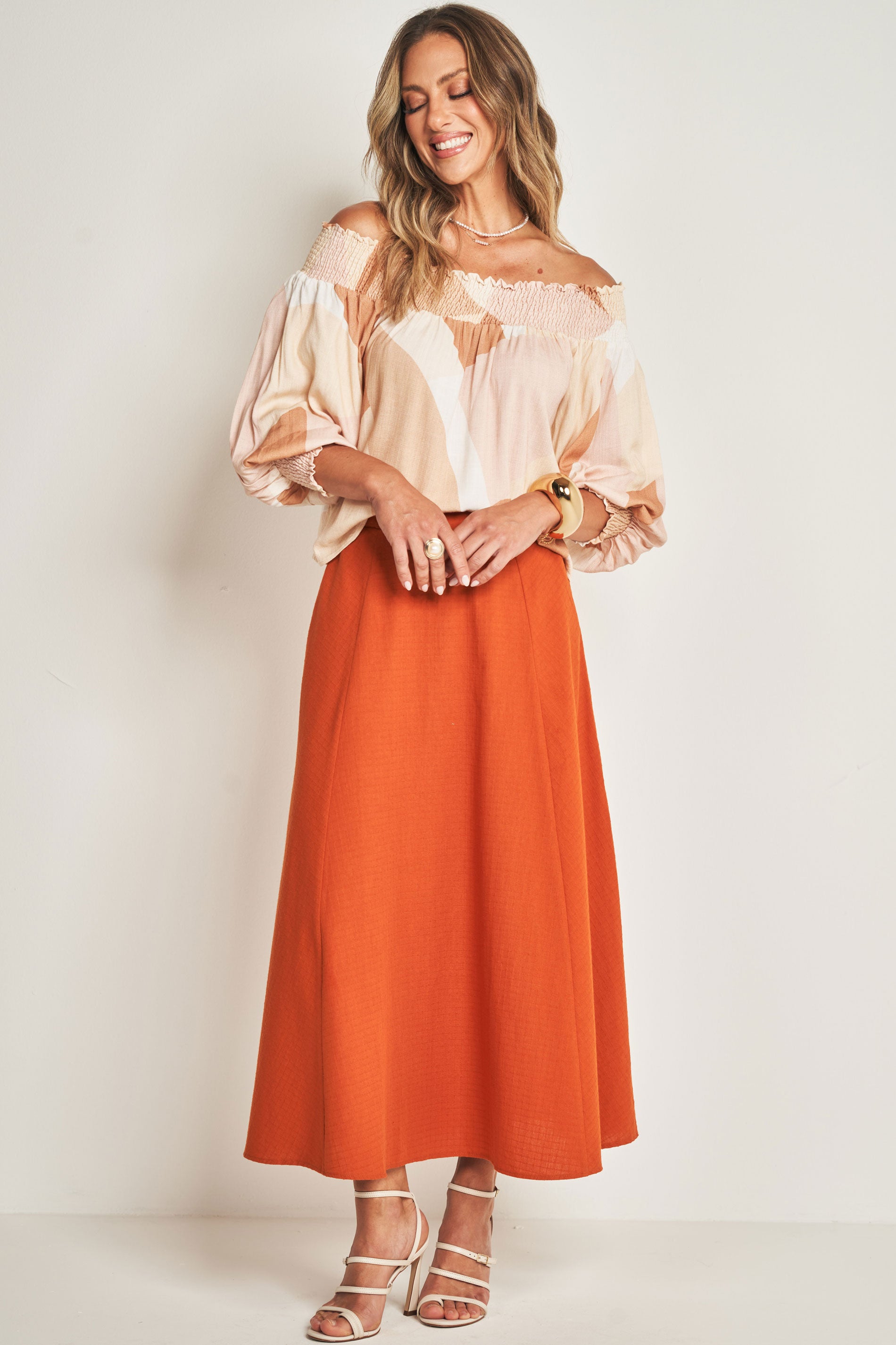 Blusa de Manga 7/8 em Plano Viscose Flamê com Elastano