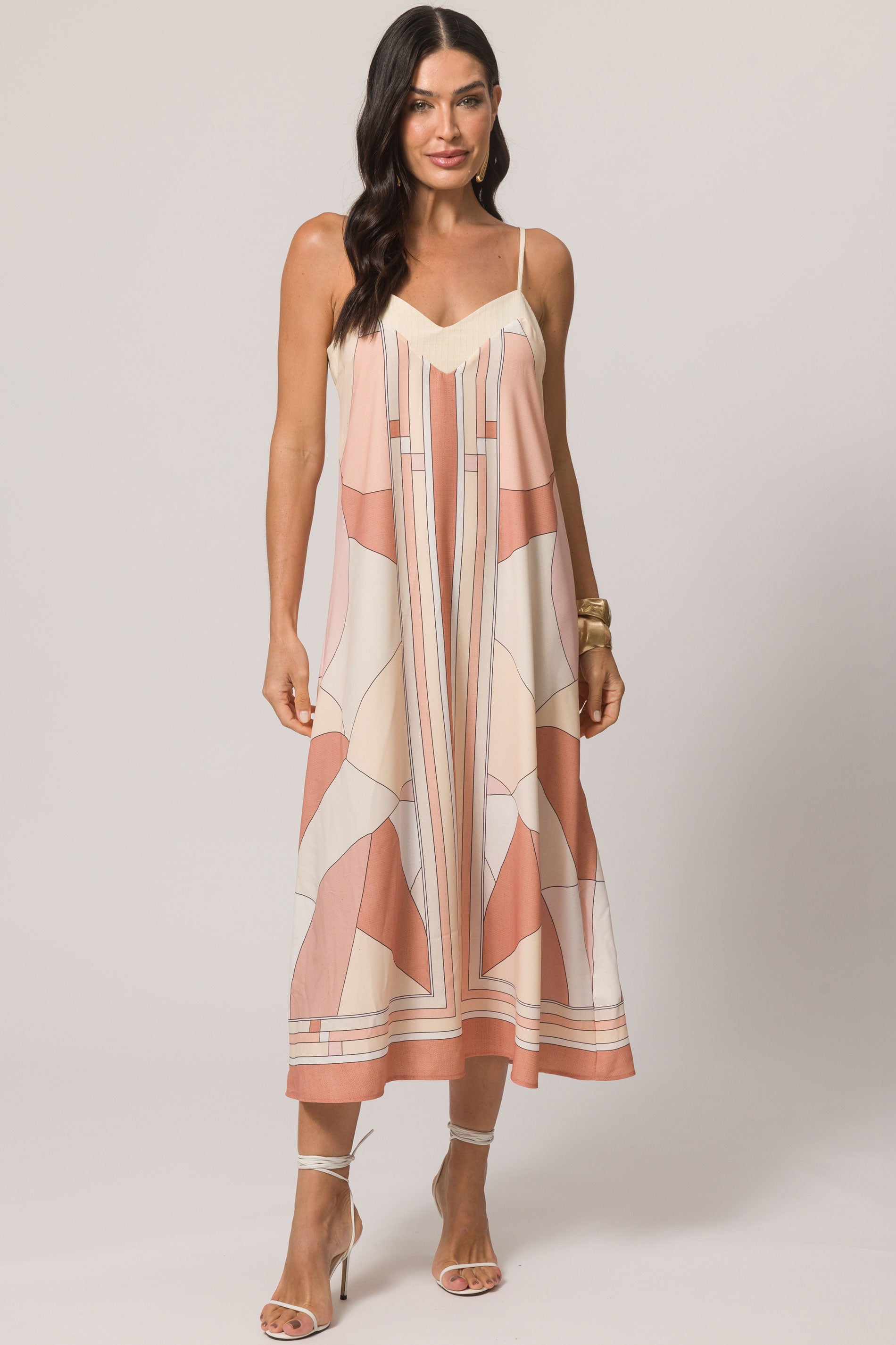 Vestido Midi de Alça em Plano Soft Opaque