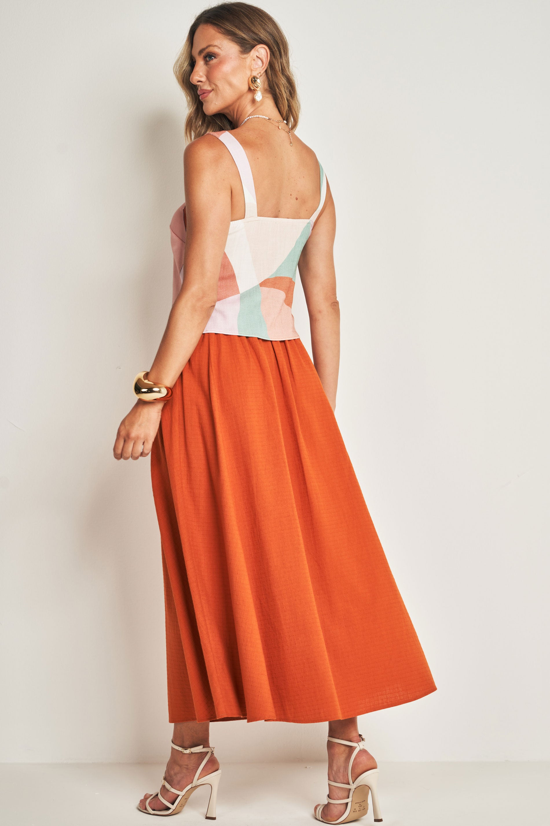 Blusa de Alça em Plano Sarja Four Way e Viscose Flamê com Elastano