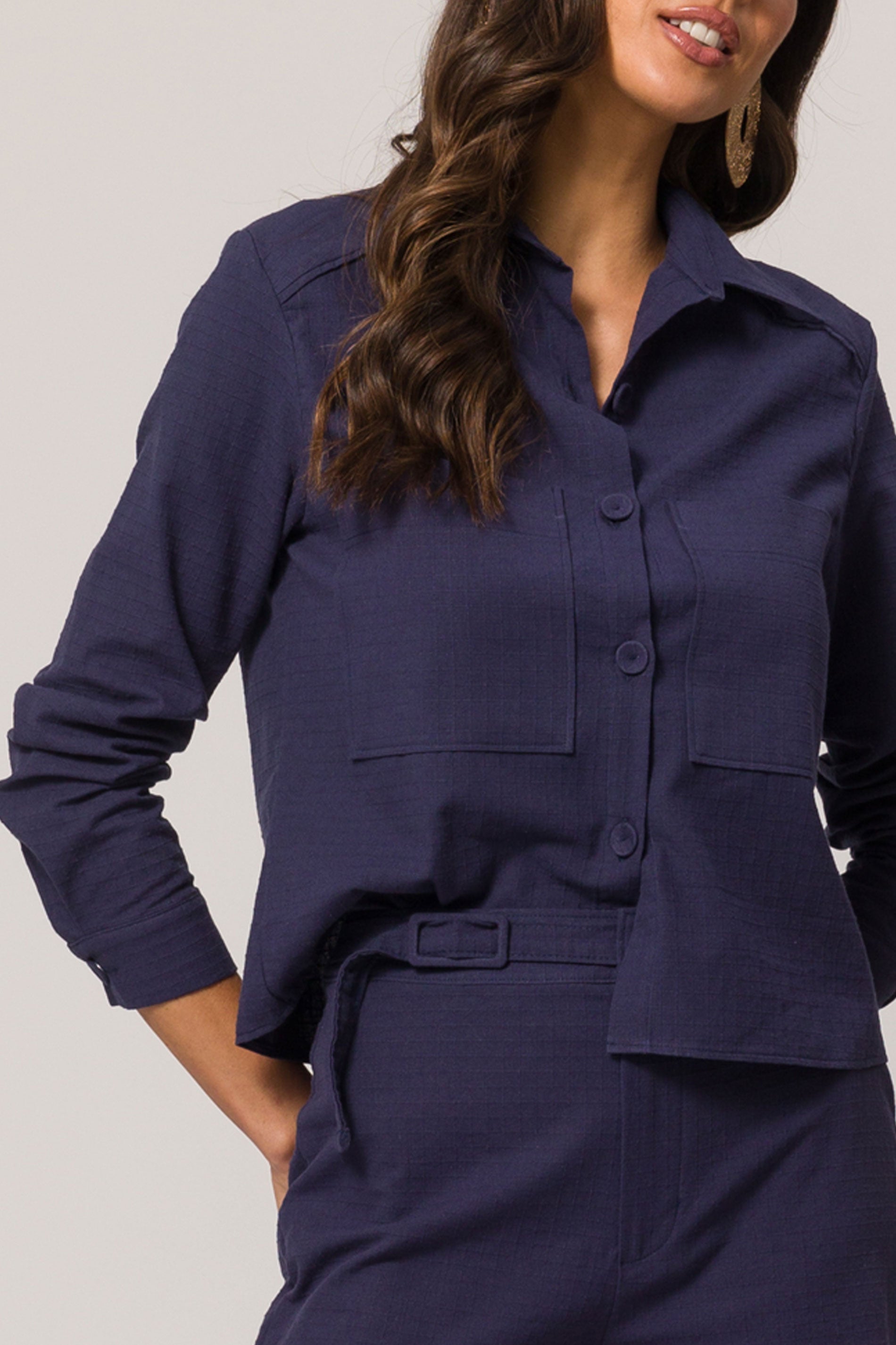 Camisa de Manga Longa em Plano New Grid