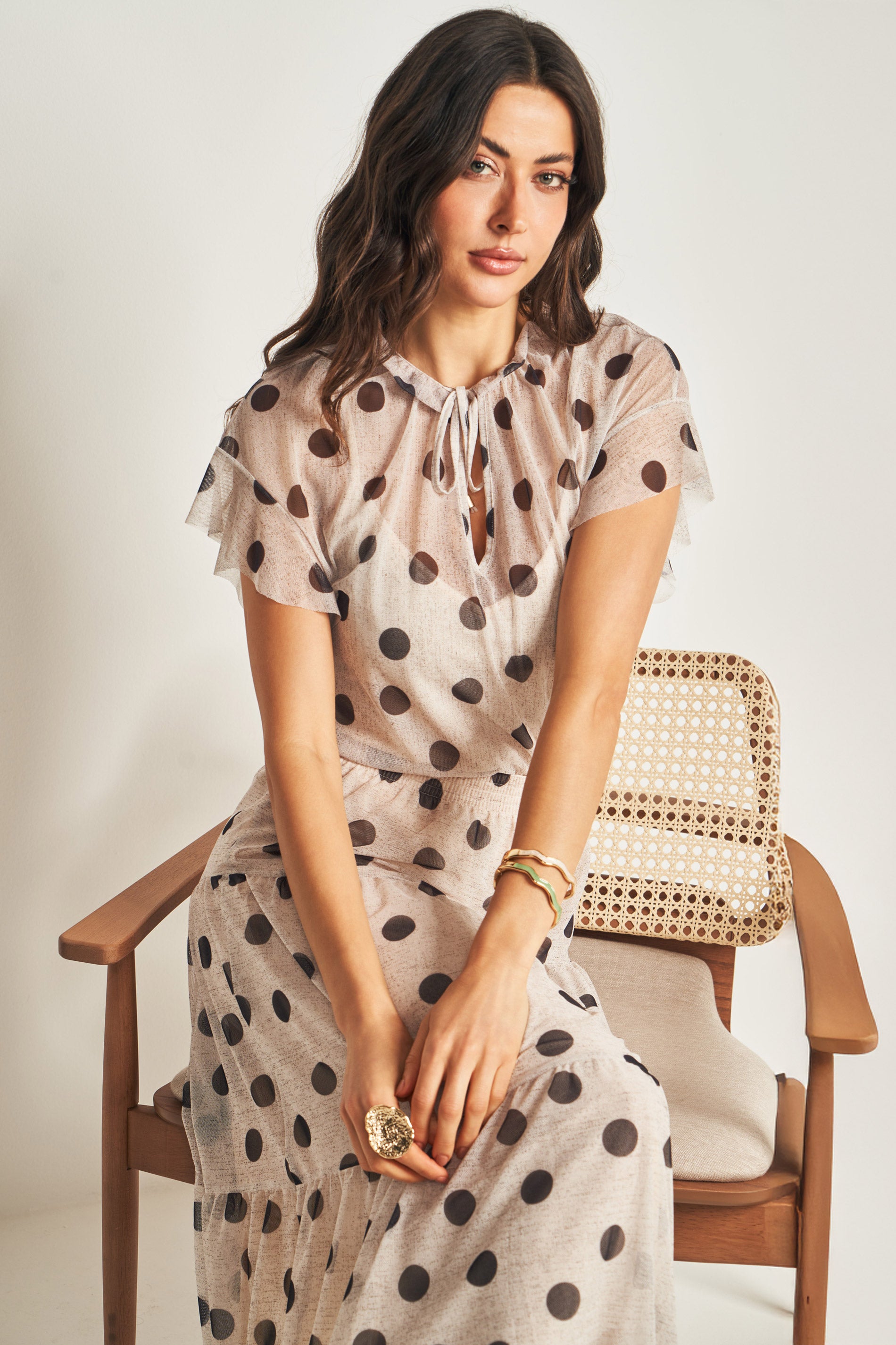 Blusa Estampada em Tule