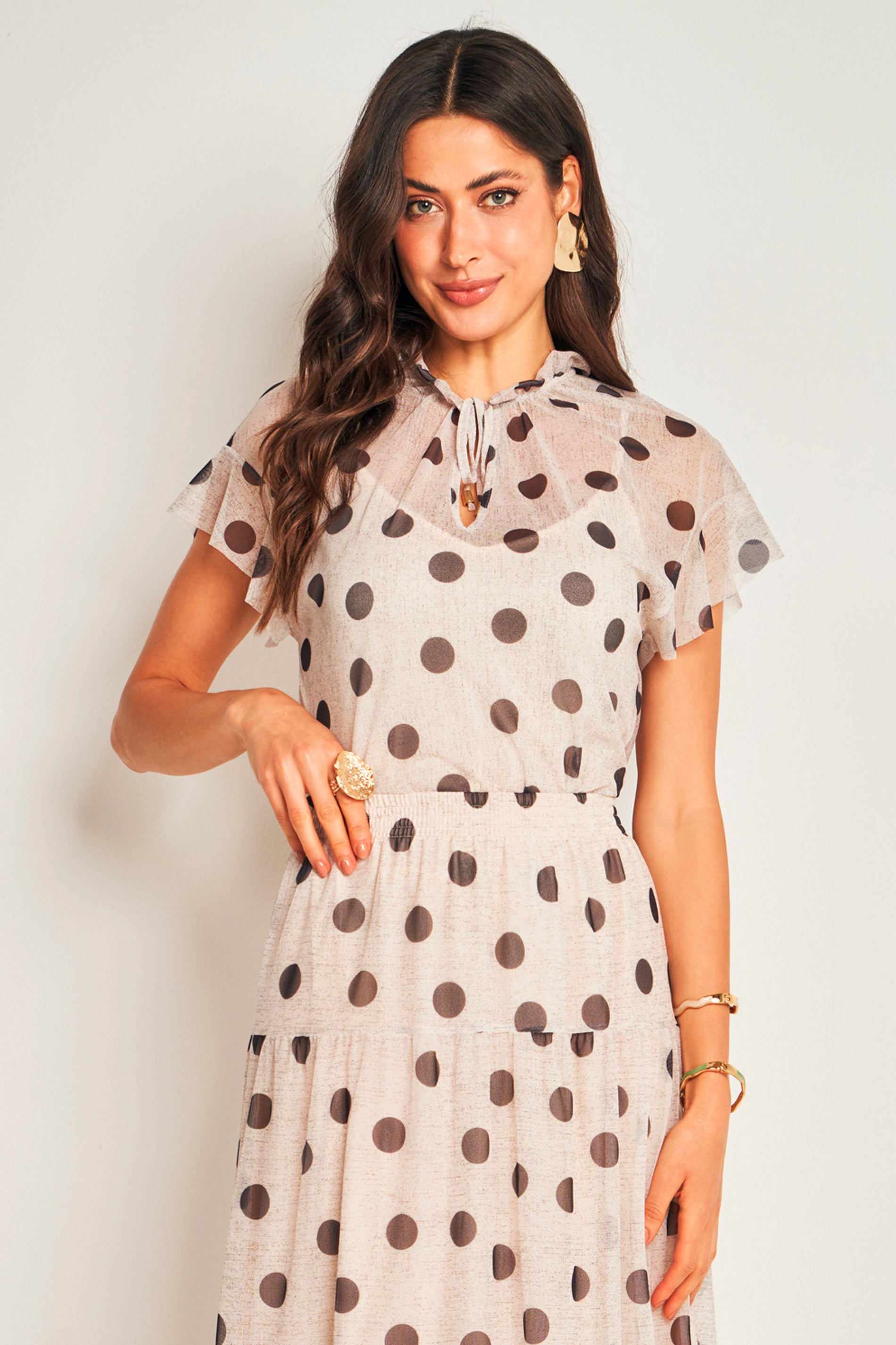 Blusa Estampada em Tule