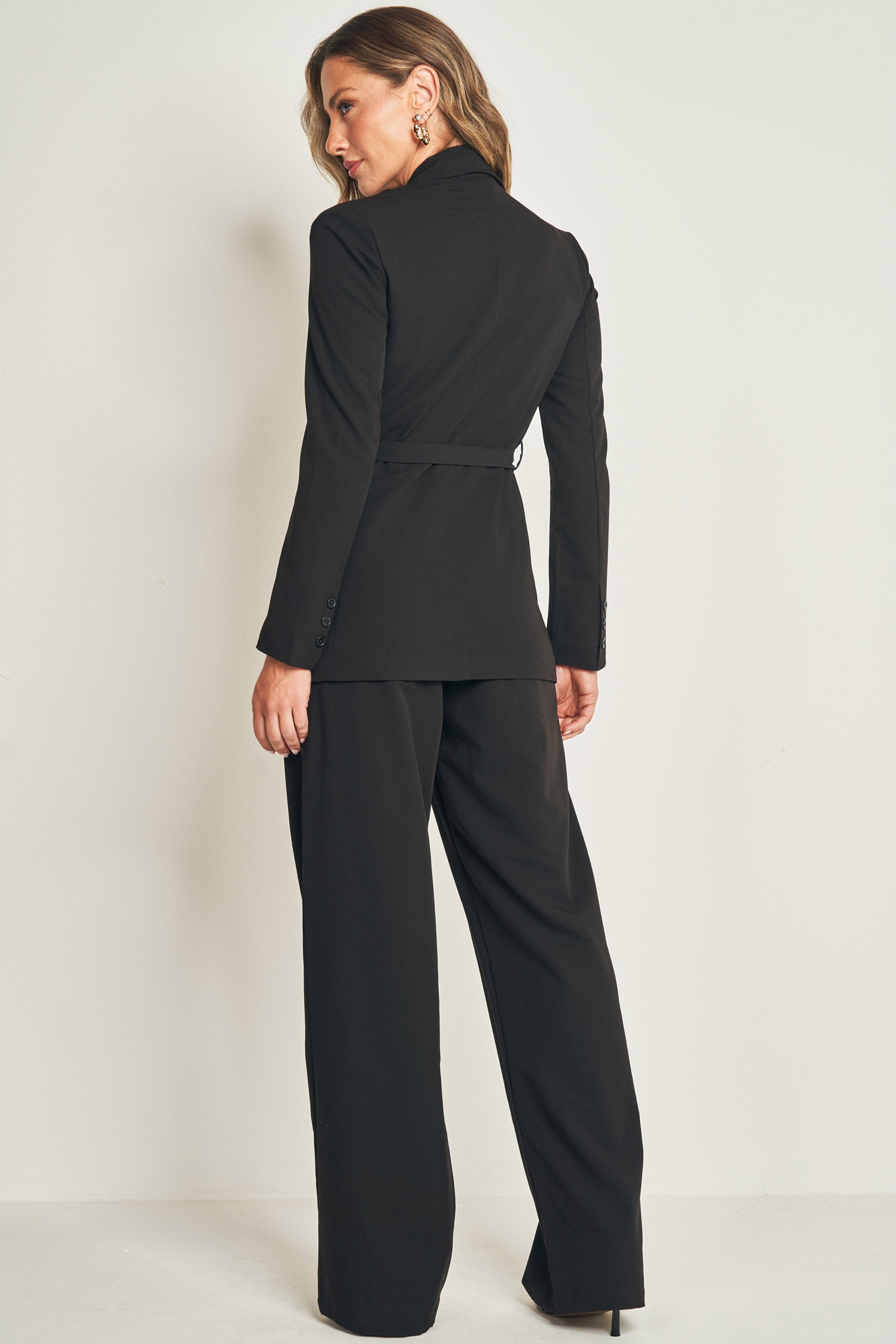 Blazer Alongado em Alfaiataria com Amarração