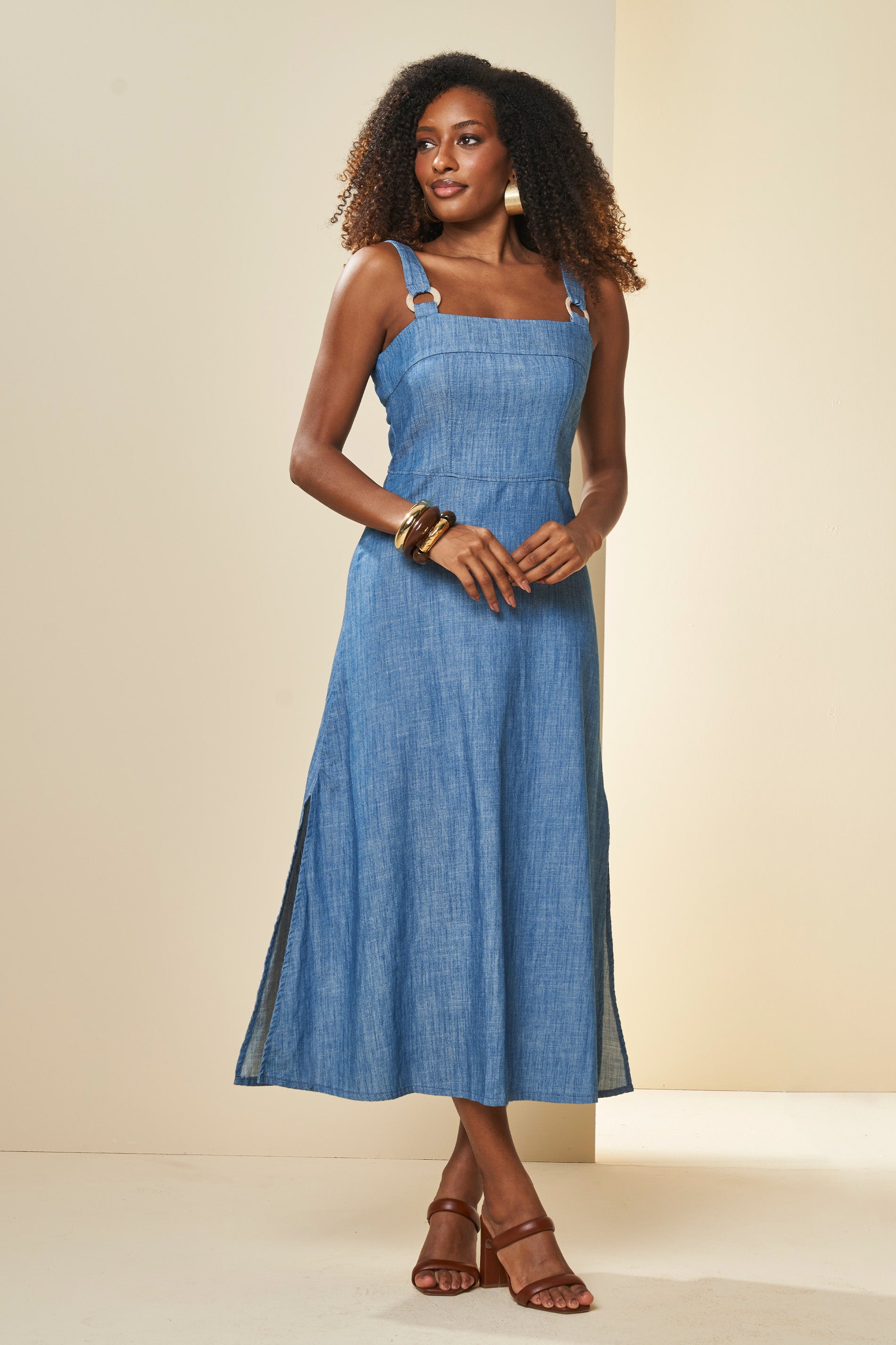 Vestido Jeans Veraneio Midi