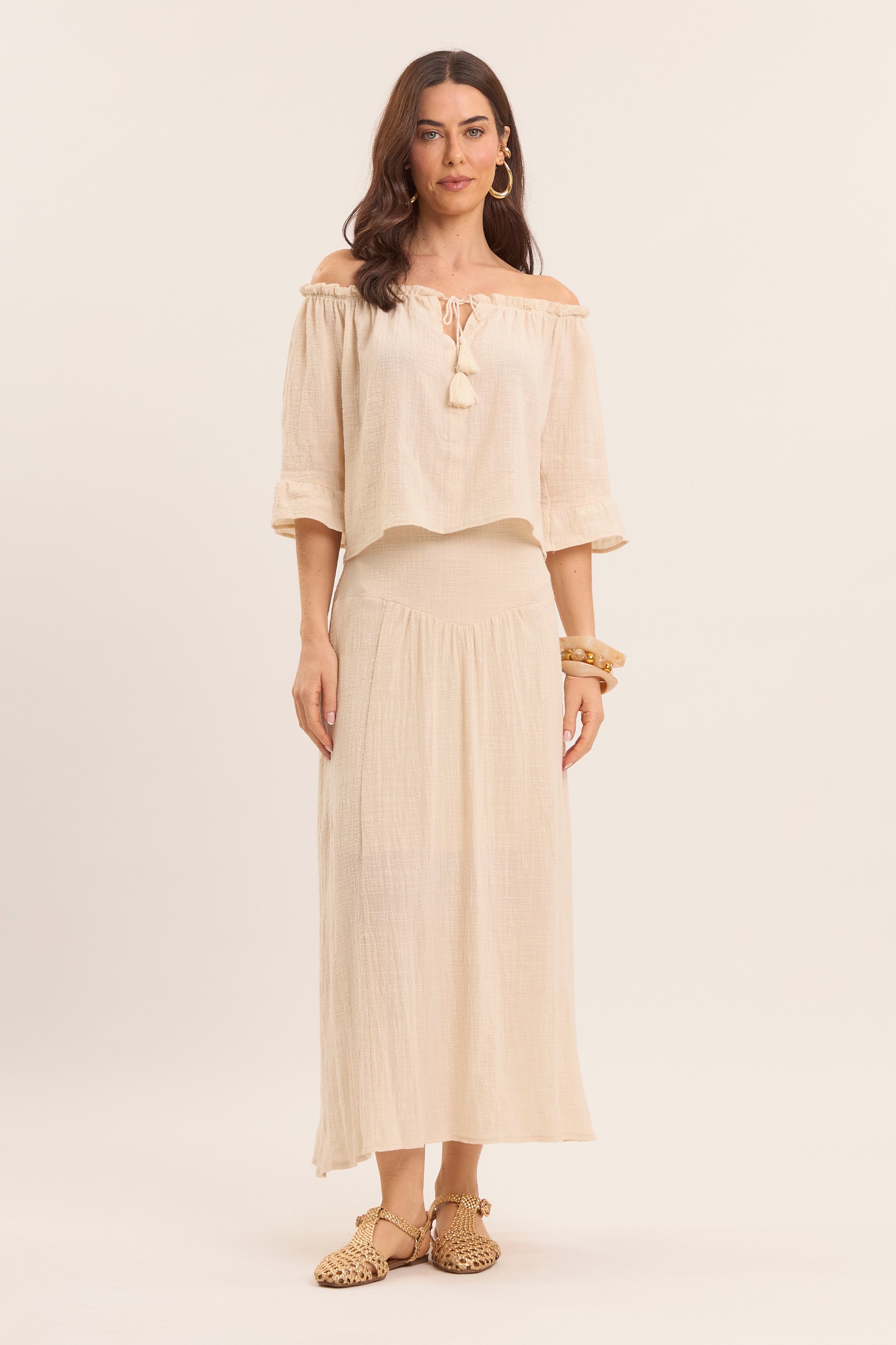 Saia Longa Nature em Linho