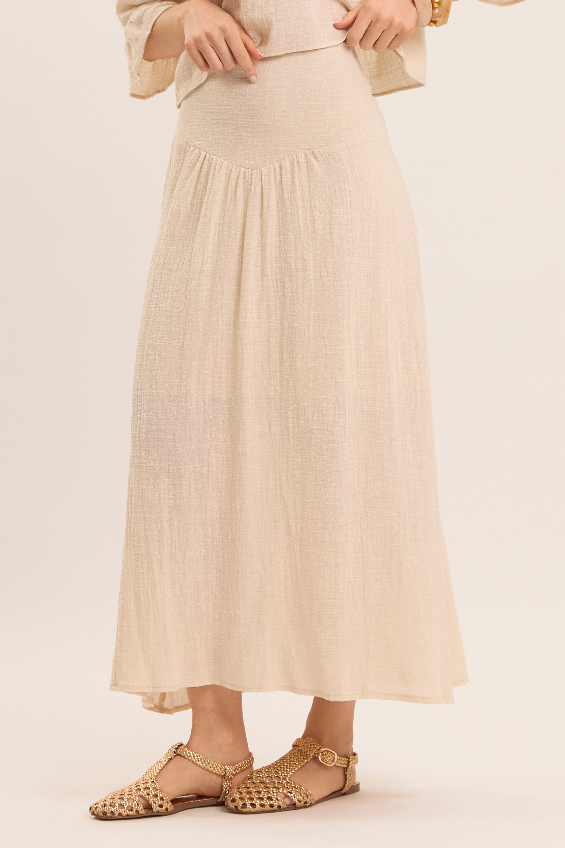 Saia Longa Nature em Linho