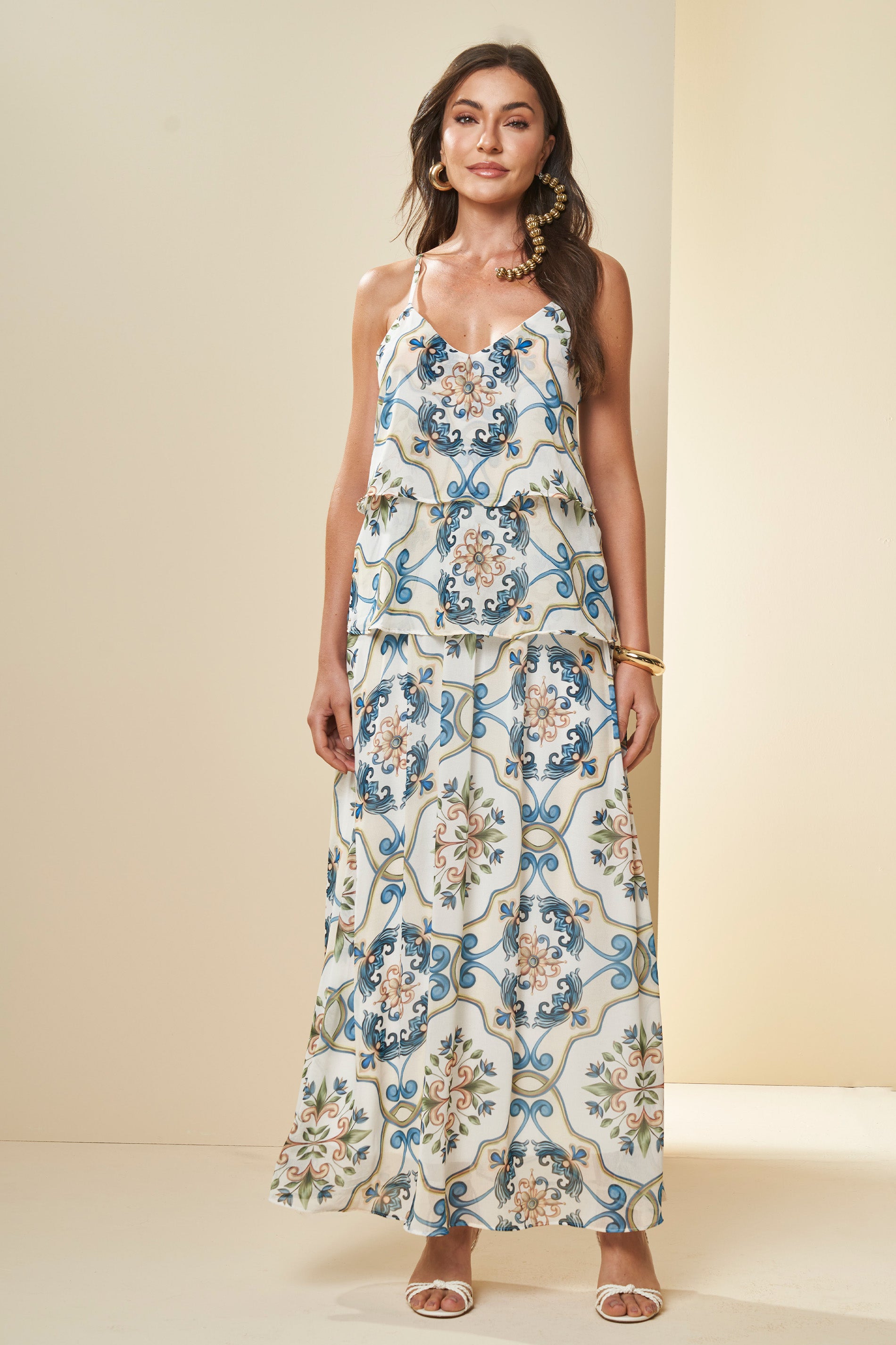 Saia Longa Lusitana Estampada