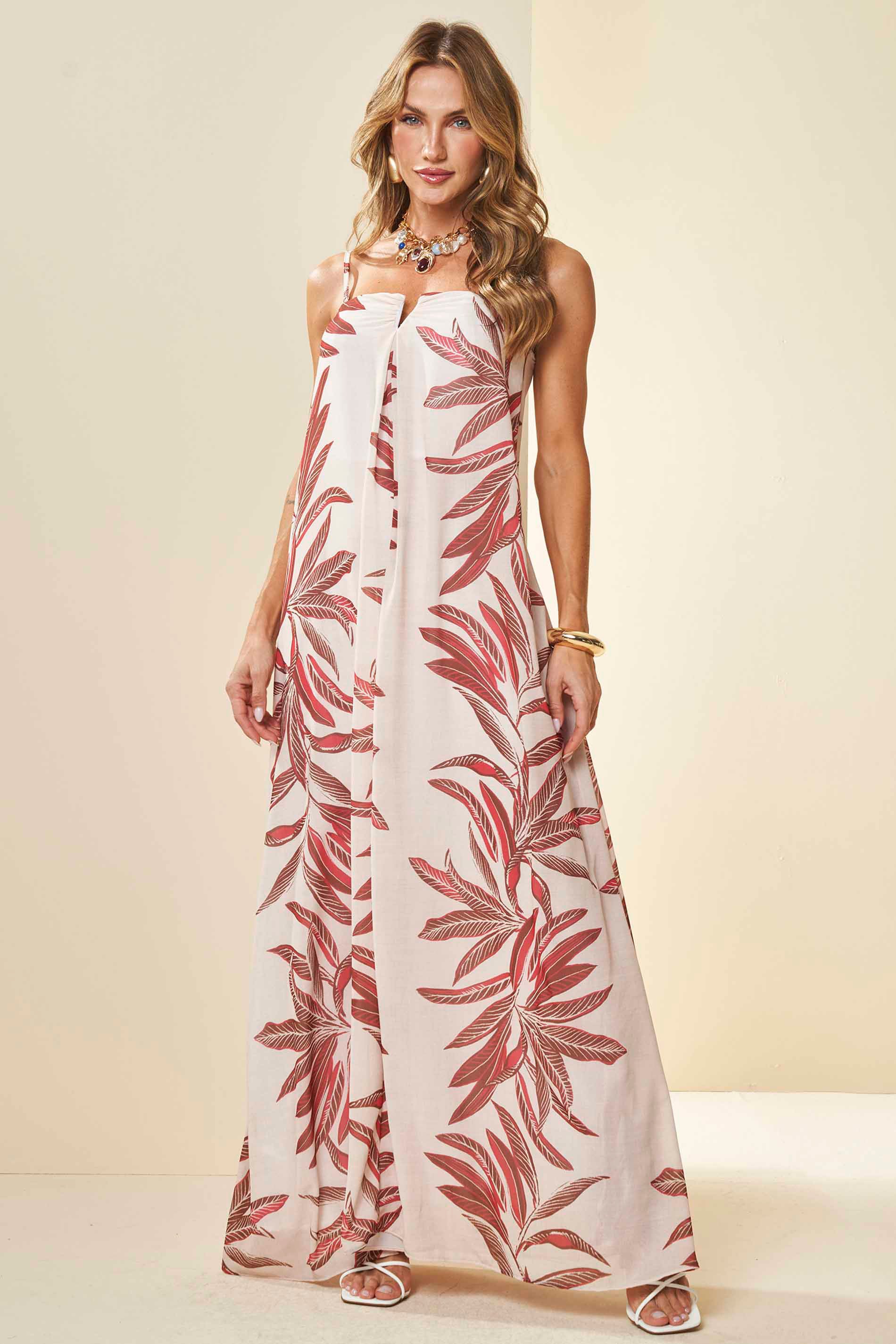 Vestido Longo Lusitana Tomara que Caia Estampado