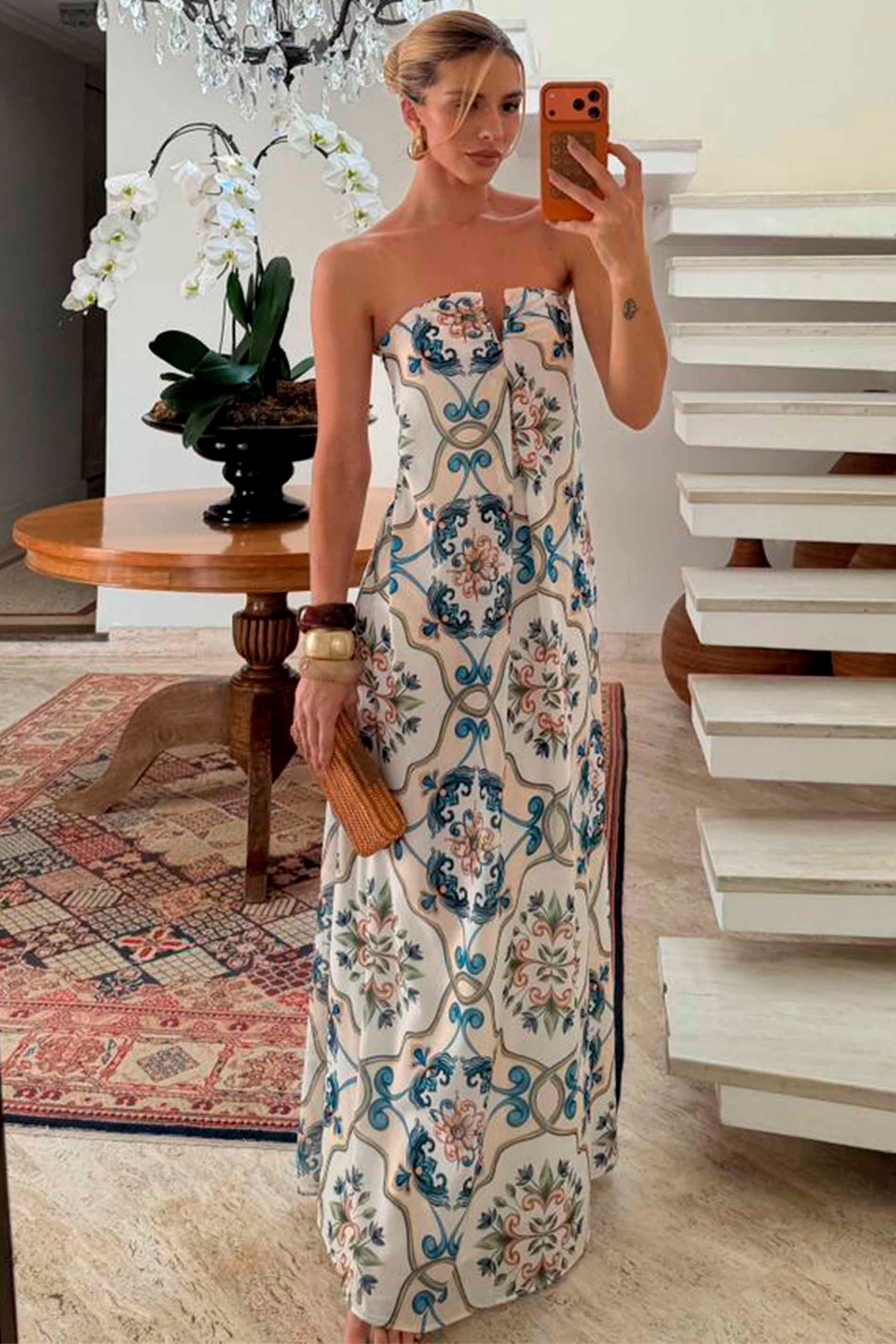 Vestido Longo Lusitana Tomara que Caia Estampado