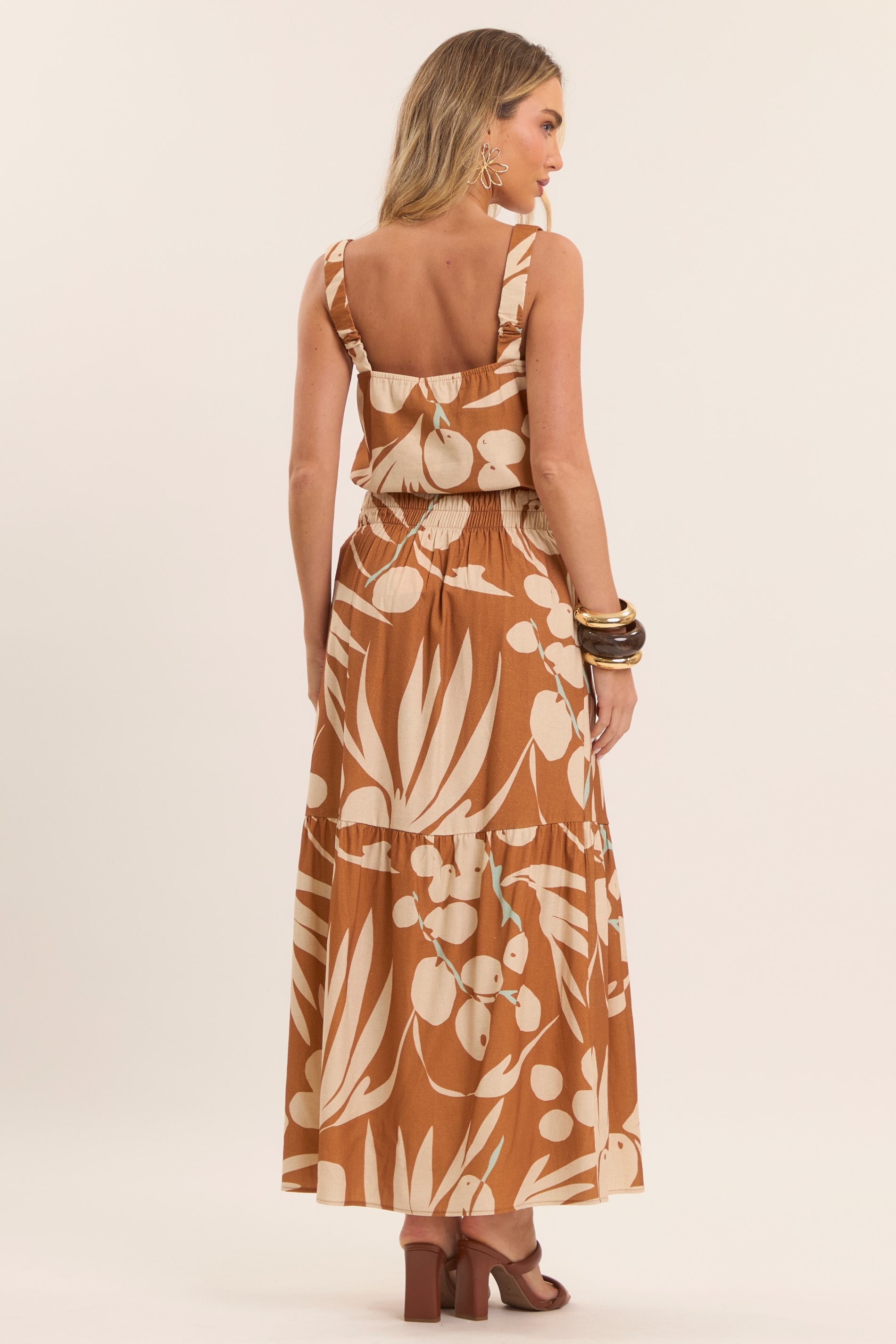 Blusa de Alça Oliva Estampada