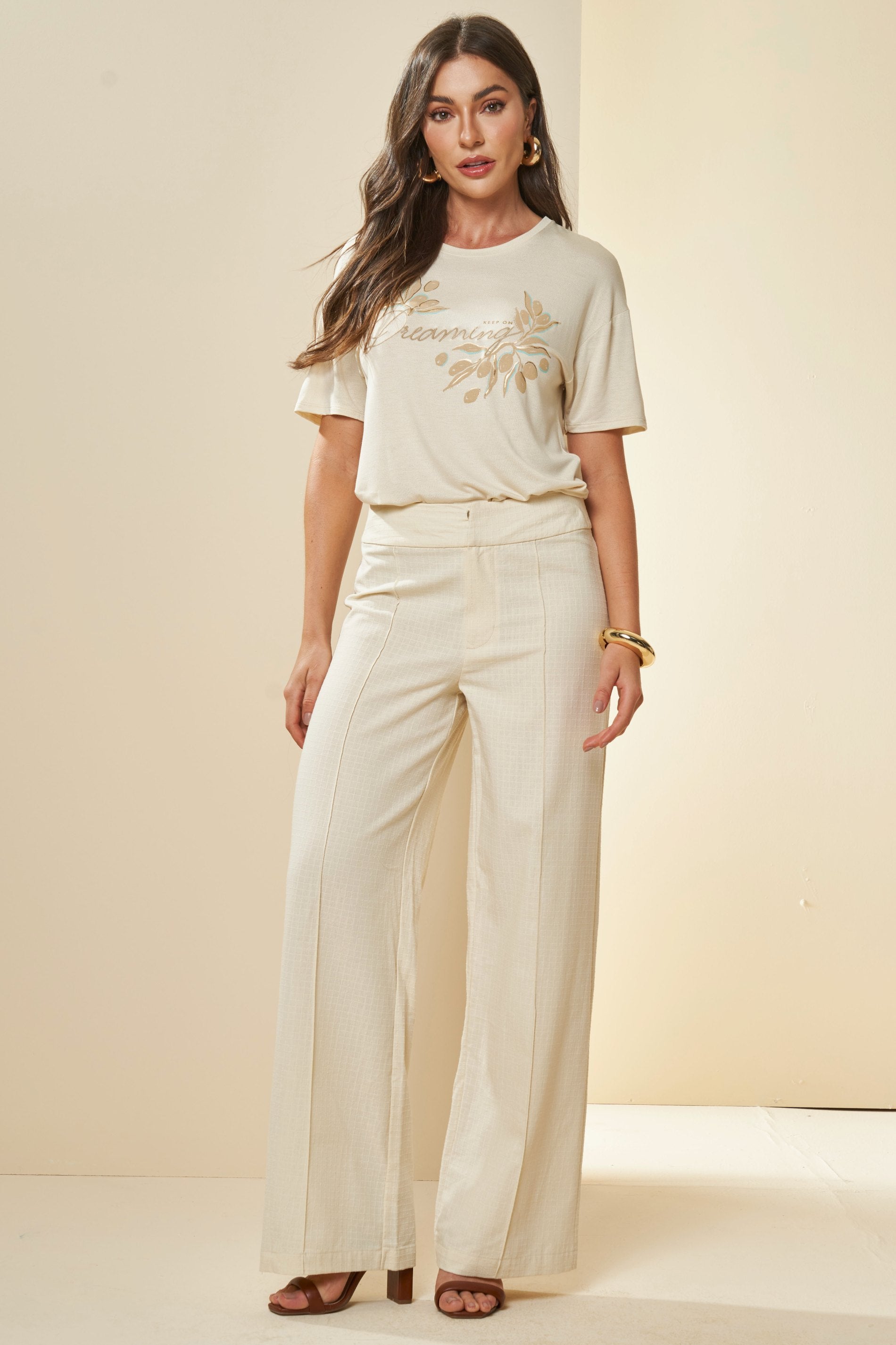 T-Shirt Oliva em Viscose com Elastano