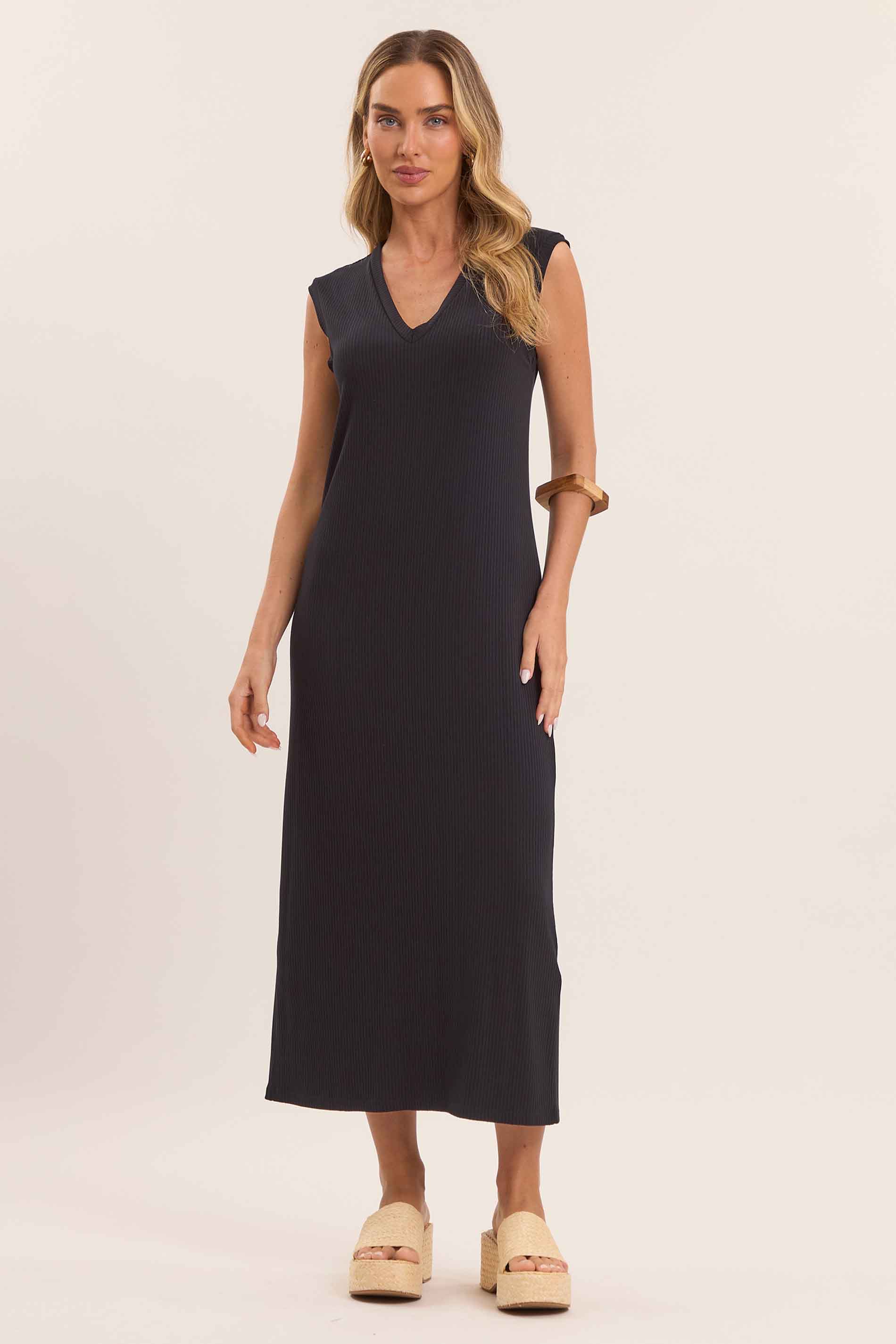 Vestido Midi Oliva Canelado