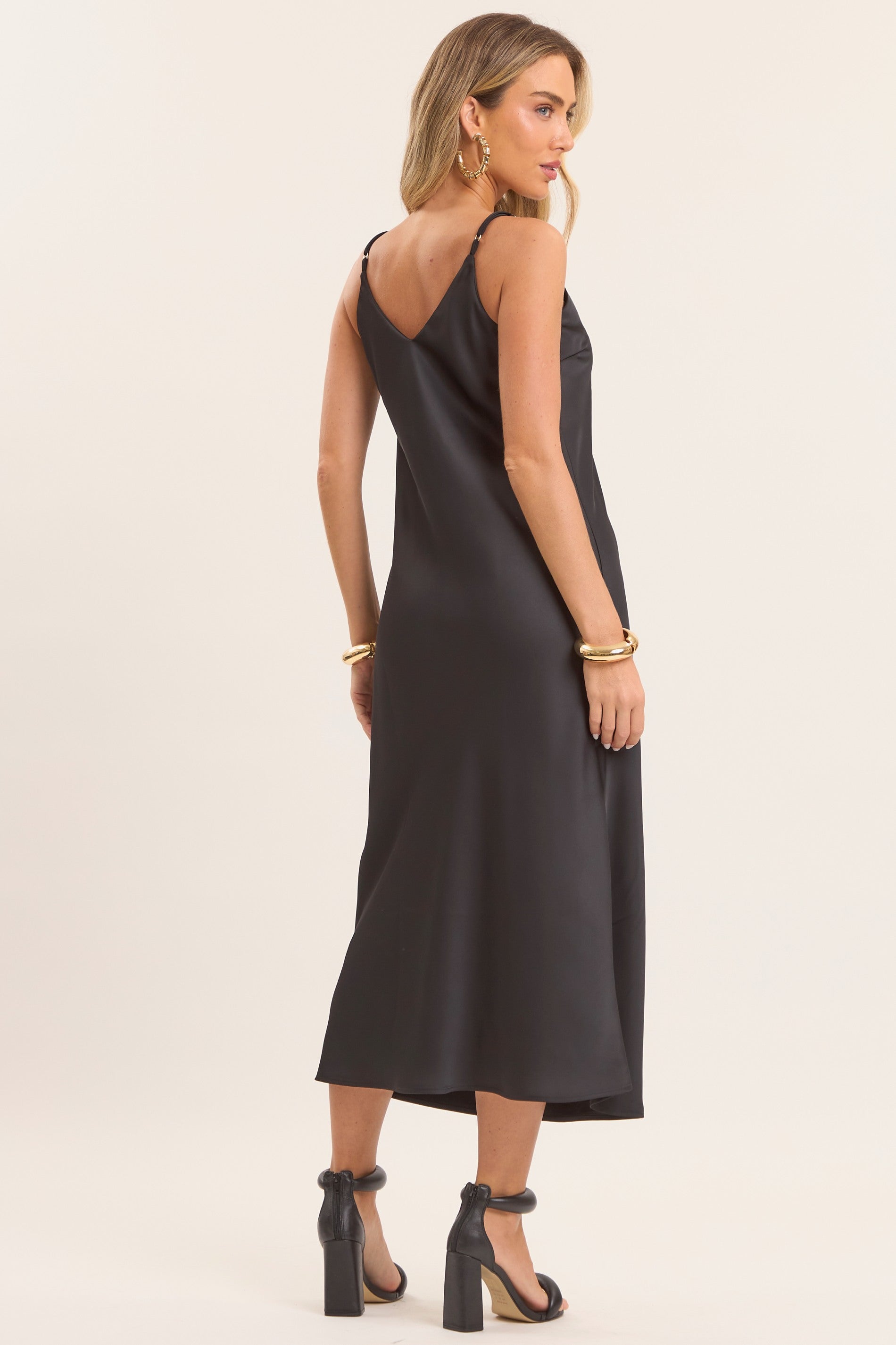 Vestido Midi Slip Dress Boho Acetinado