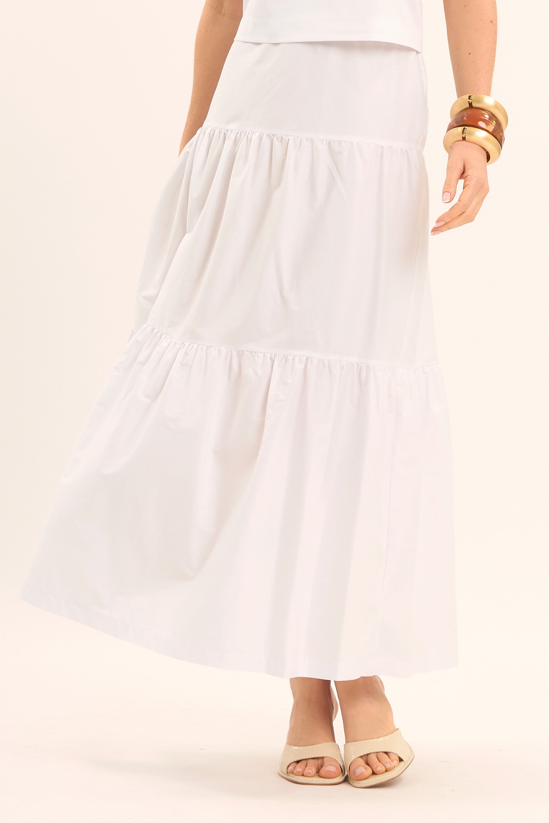 Saia Longa com Babados e Modelagem Ampla